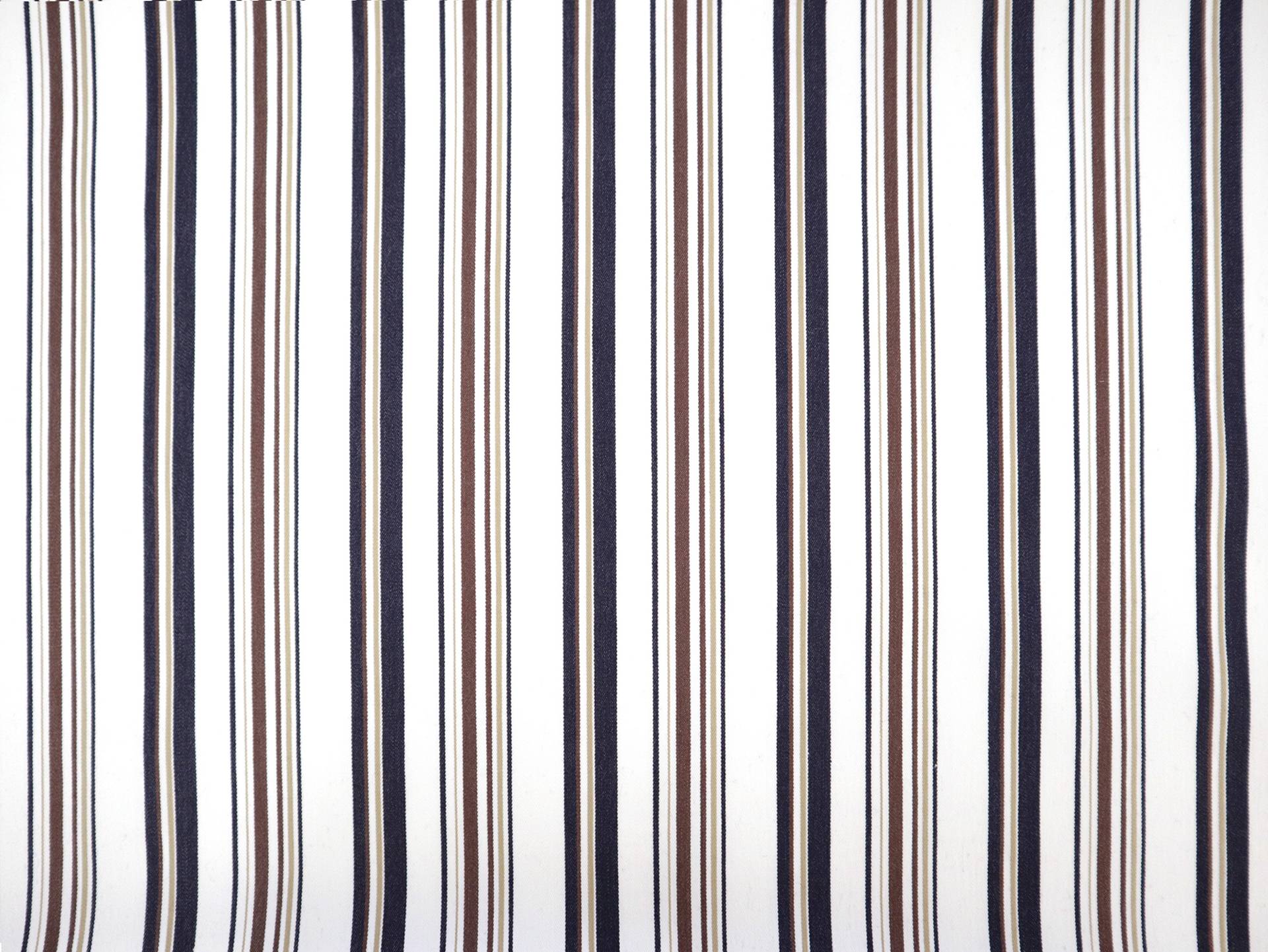 Stretch Cotton Twill Stripe in Navy, Brown and White
