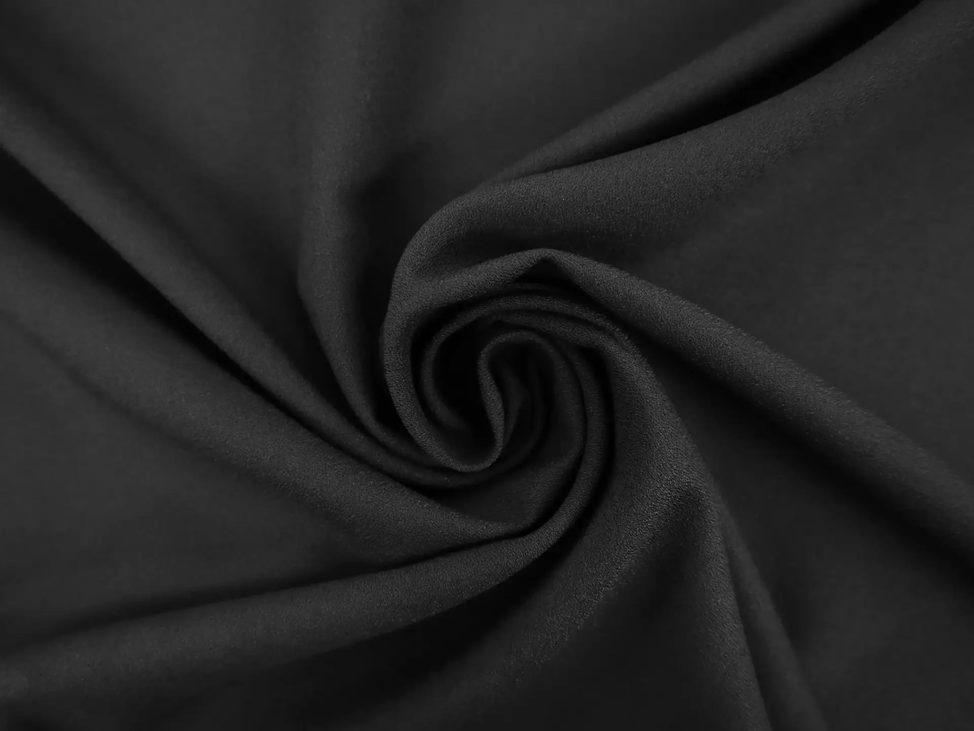 Sustainable Polyester Blend Stretch Crepe in Black