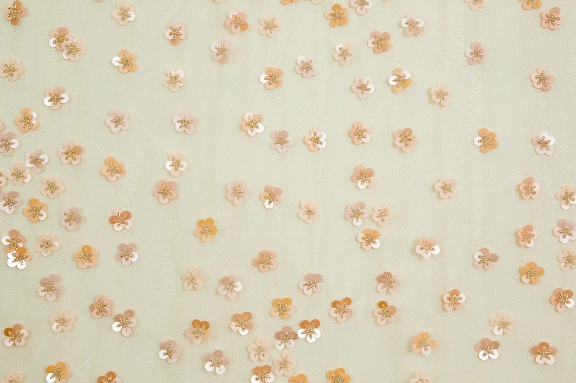 Novelty Sequined Flowers on Peach Tulle