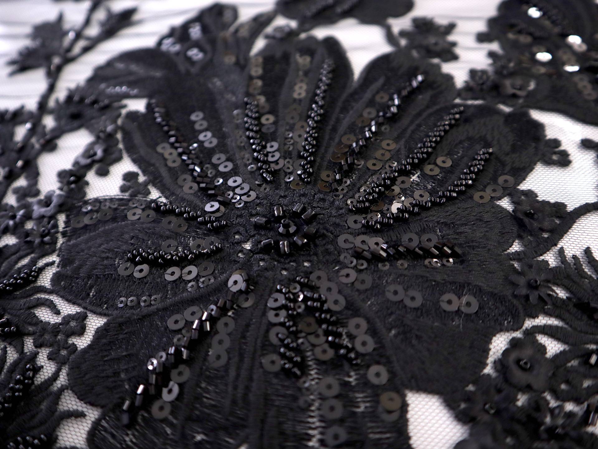 Beaded and Embroidered Flowers and Appliques on Tulle