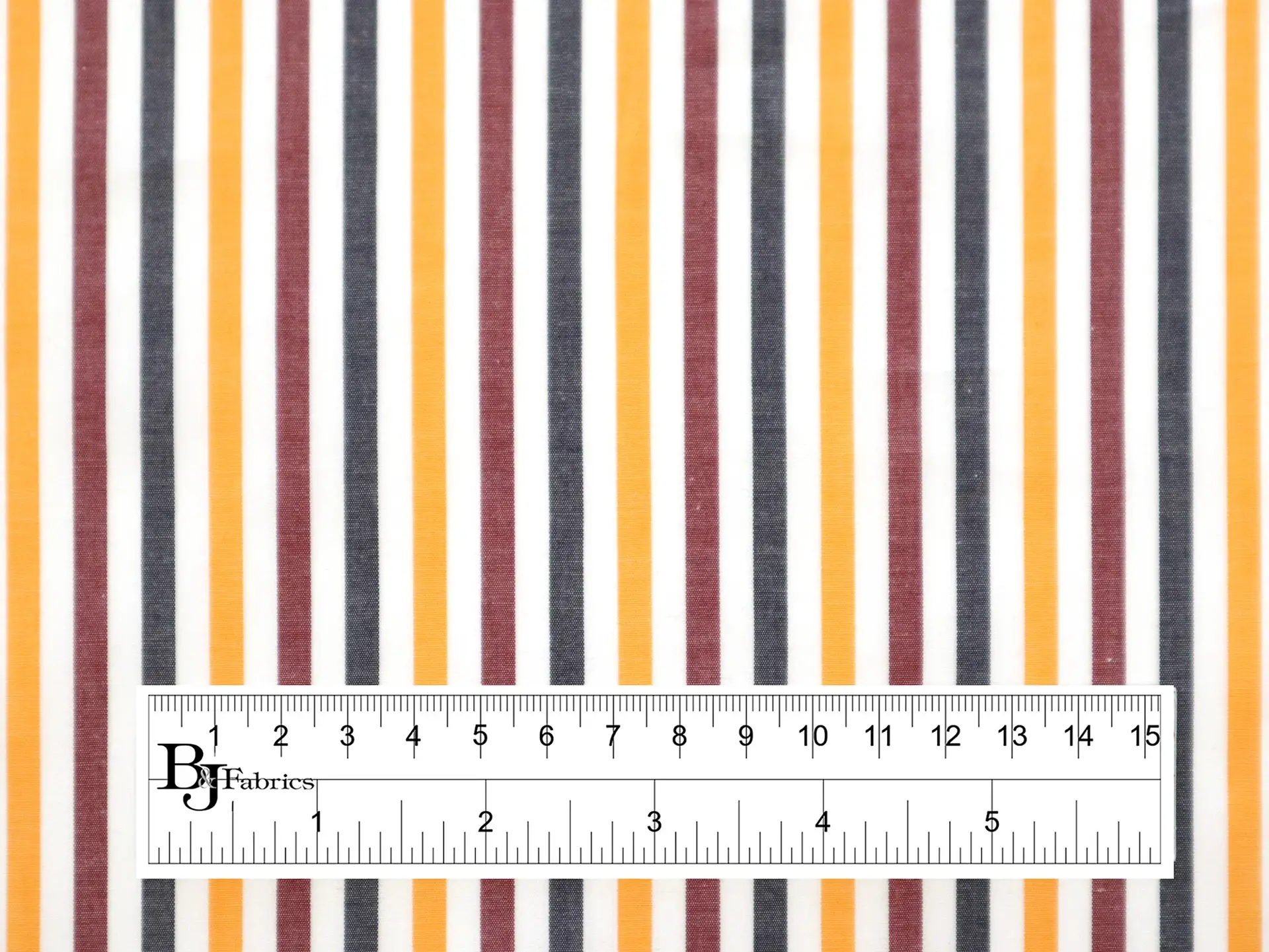 Cotton Woven Stripe in Yellow, Navy & Maroon