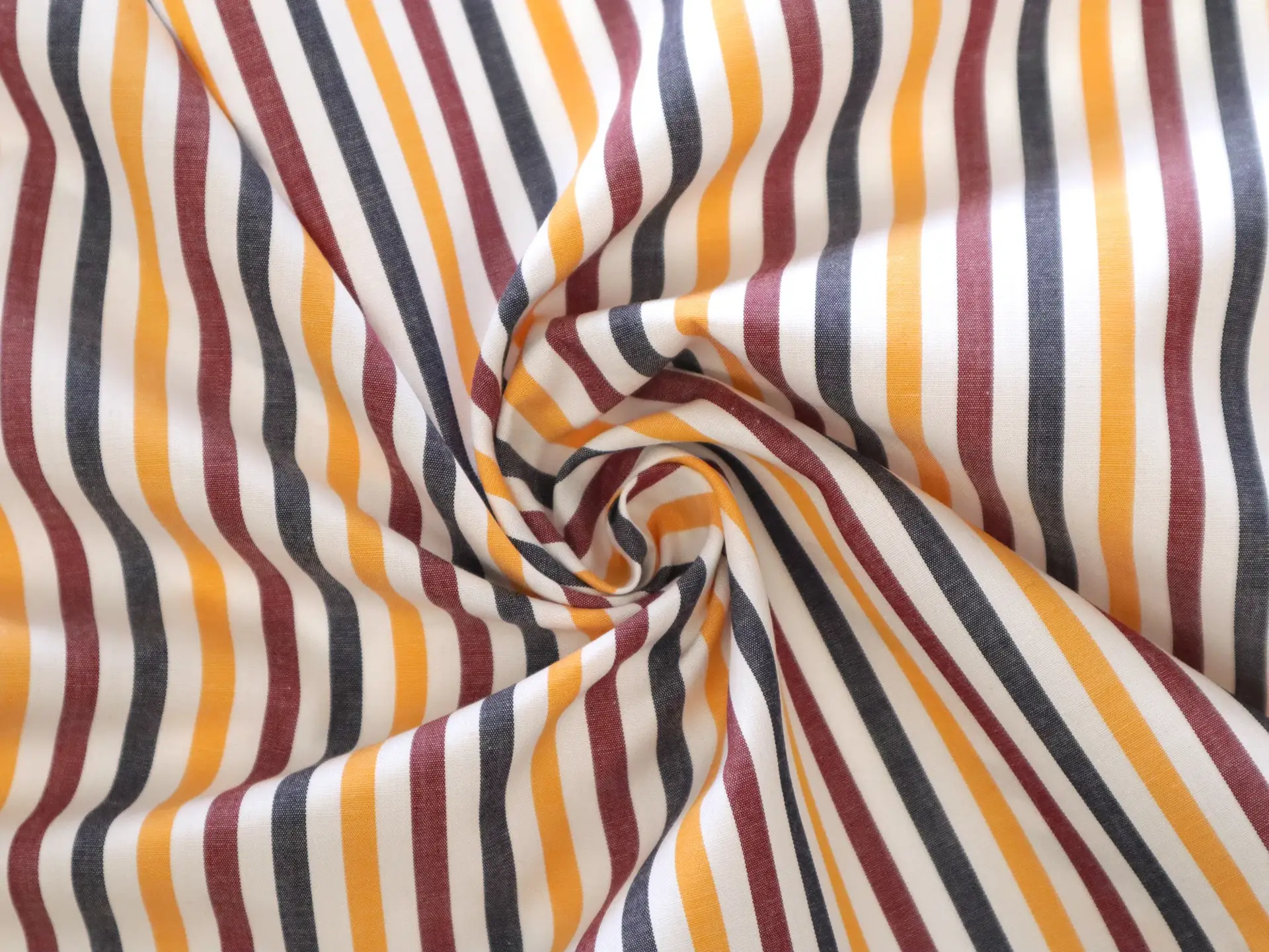 Cotton Woven Stripe in Yellow, Navy & Maroon