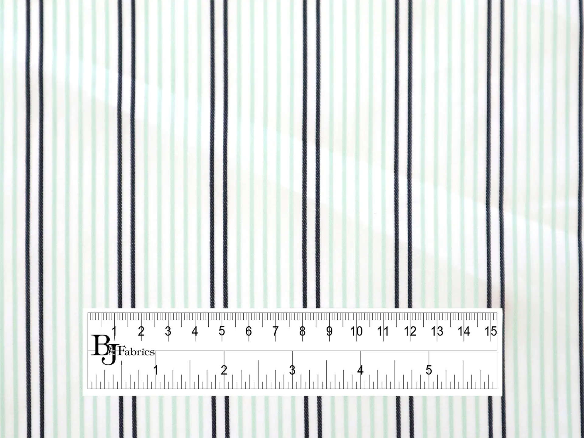 Cotton Woven Satin Rope Stripe in Mint & Black