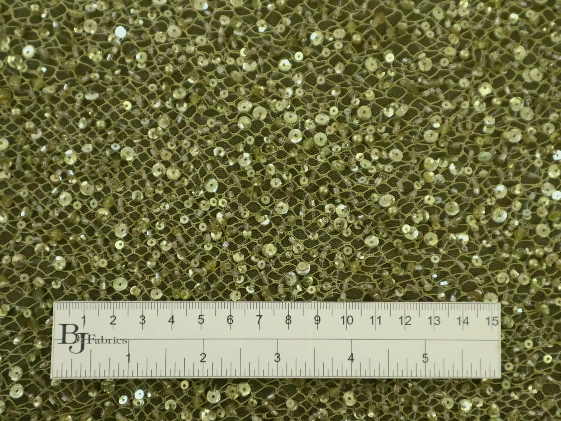 Heavy Beaded Tulle in Green