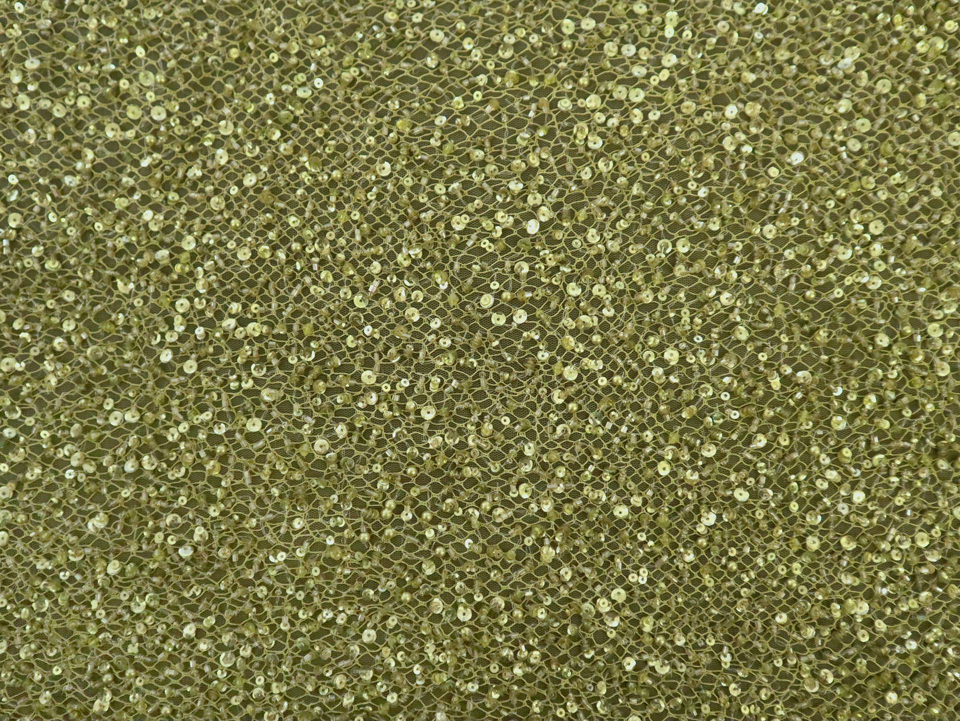Heavy Beaded Tulle in Green