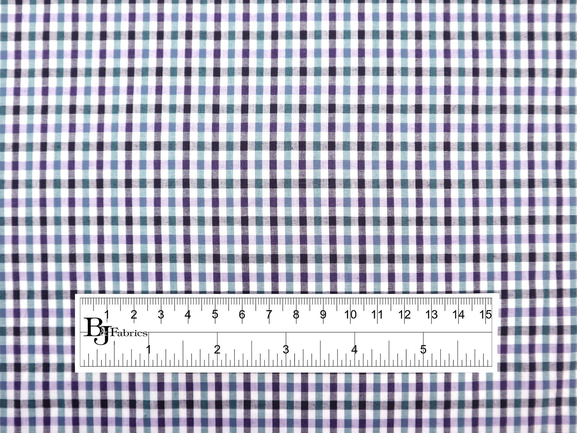 1/8" Cotton Gingham in Black, Lilac & Green
