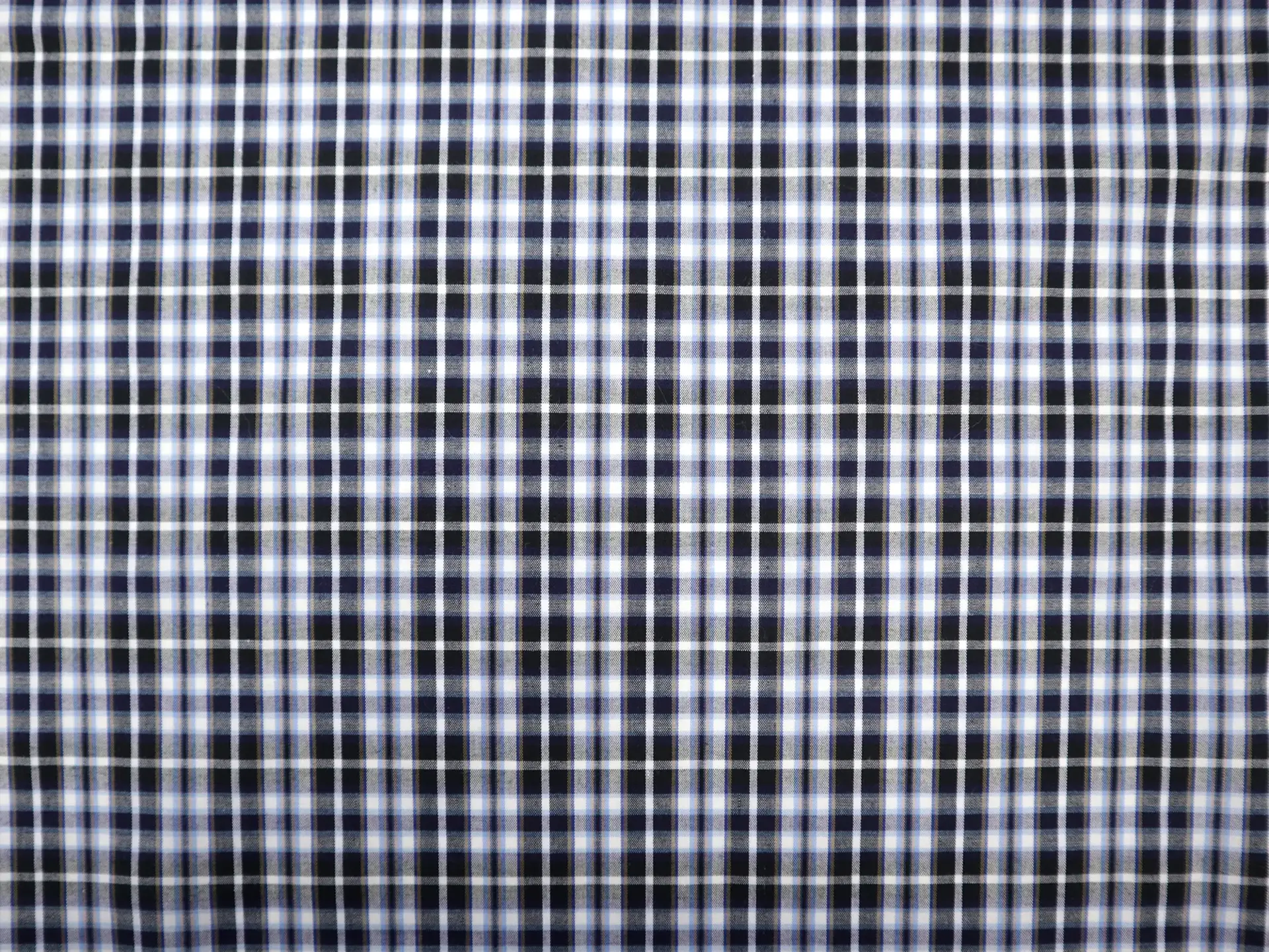 Cotton Plaid Shirting in Black, White & Blue