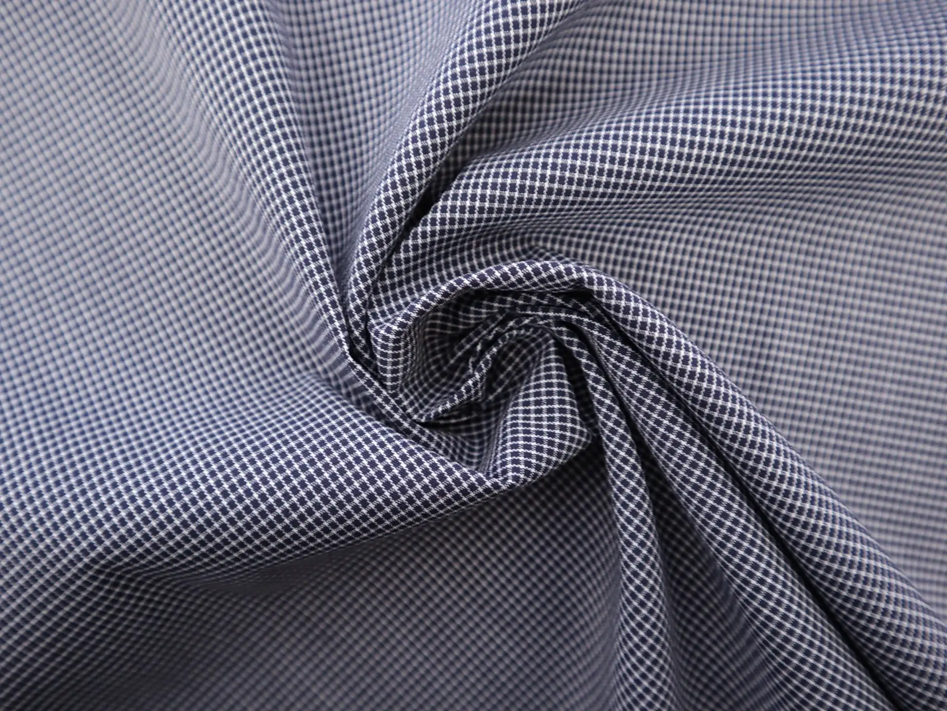 Stretch Cotton Martinique Check in Navy
