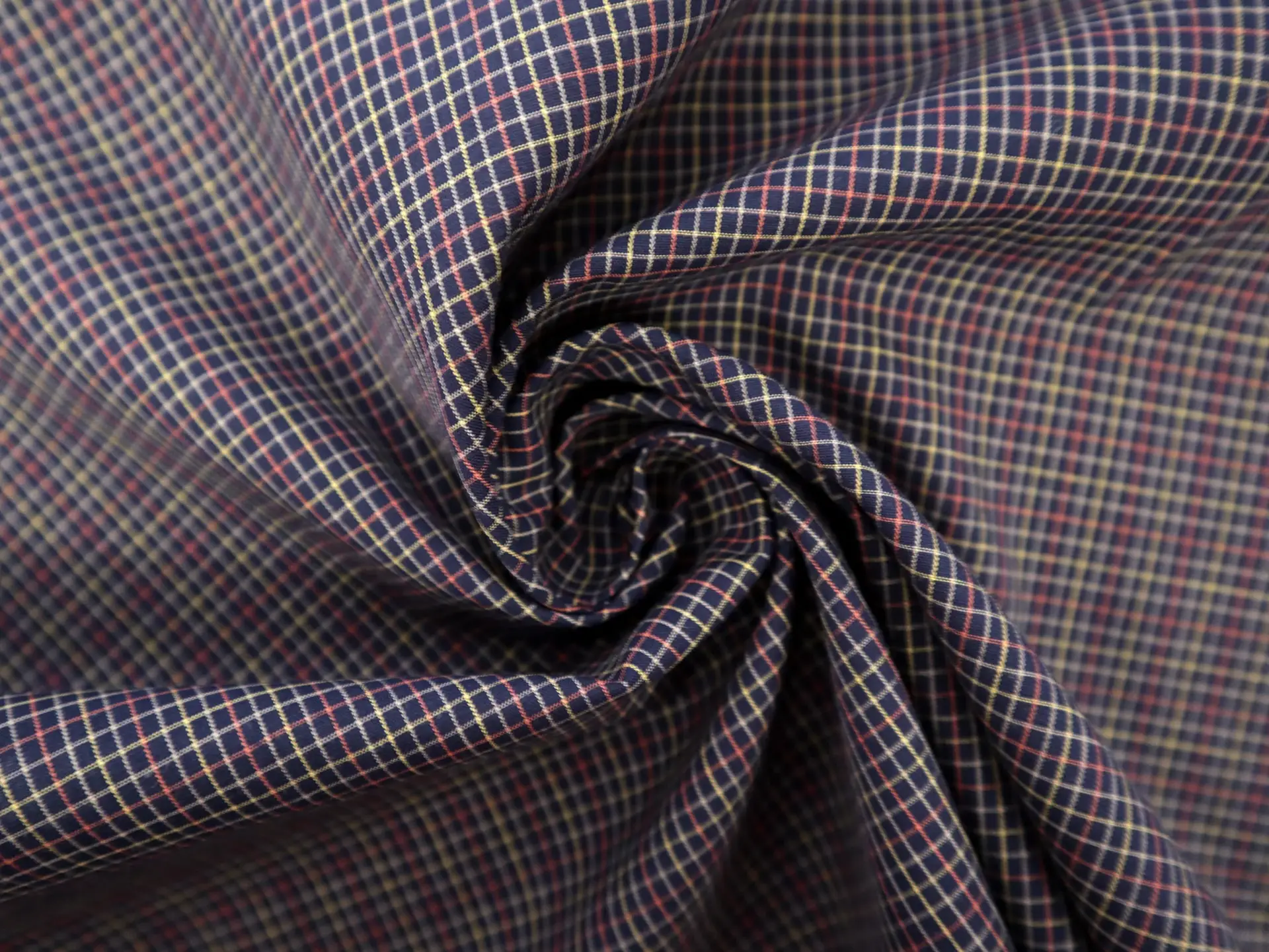 Cotton Petite Check Shirting in Navy Red Yellow