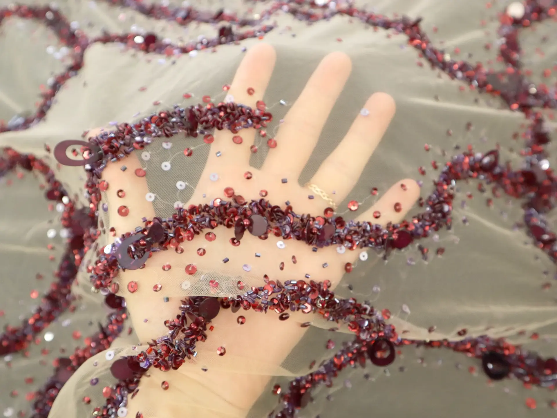 Beaded Novelty in Aubergine