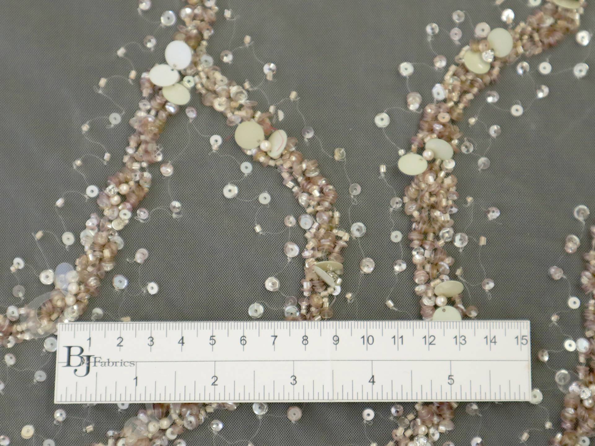 Beaded Tulle in Champagne