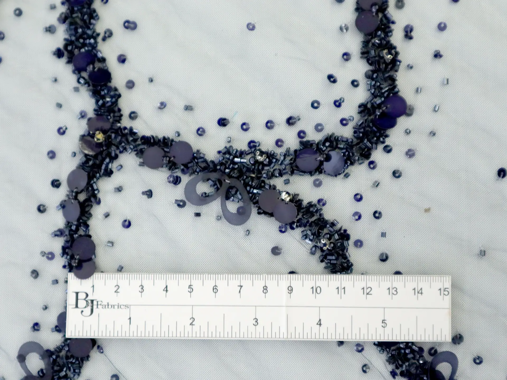 Beaded Tulle in Navy