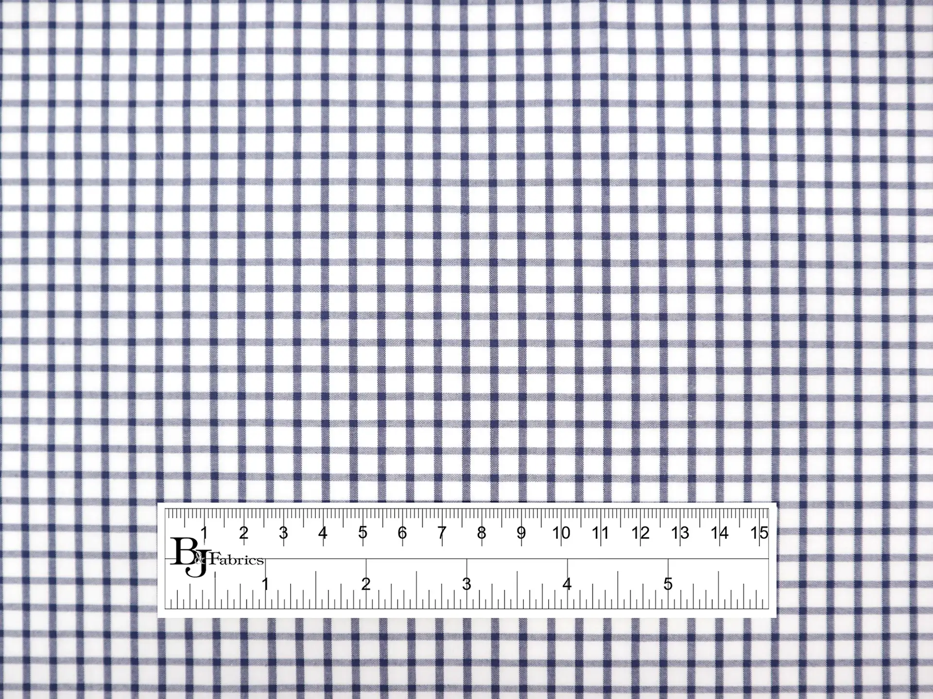 Cotton Check Shirting in Navy & White