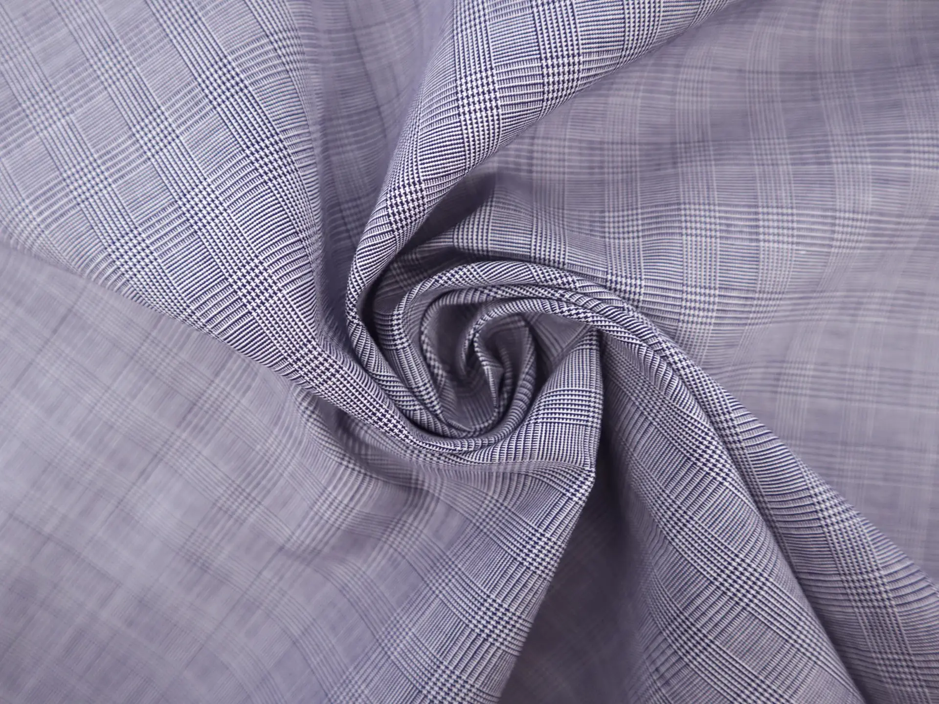 Cotton Glen Check Shirting in Indigo