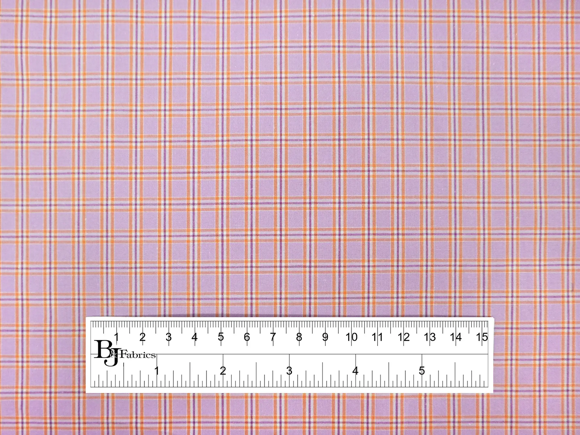 Cotton Check Shirting in Lilac & Orange