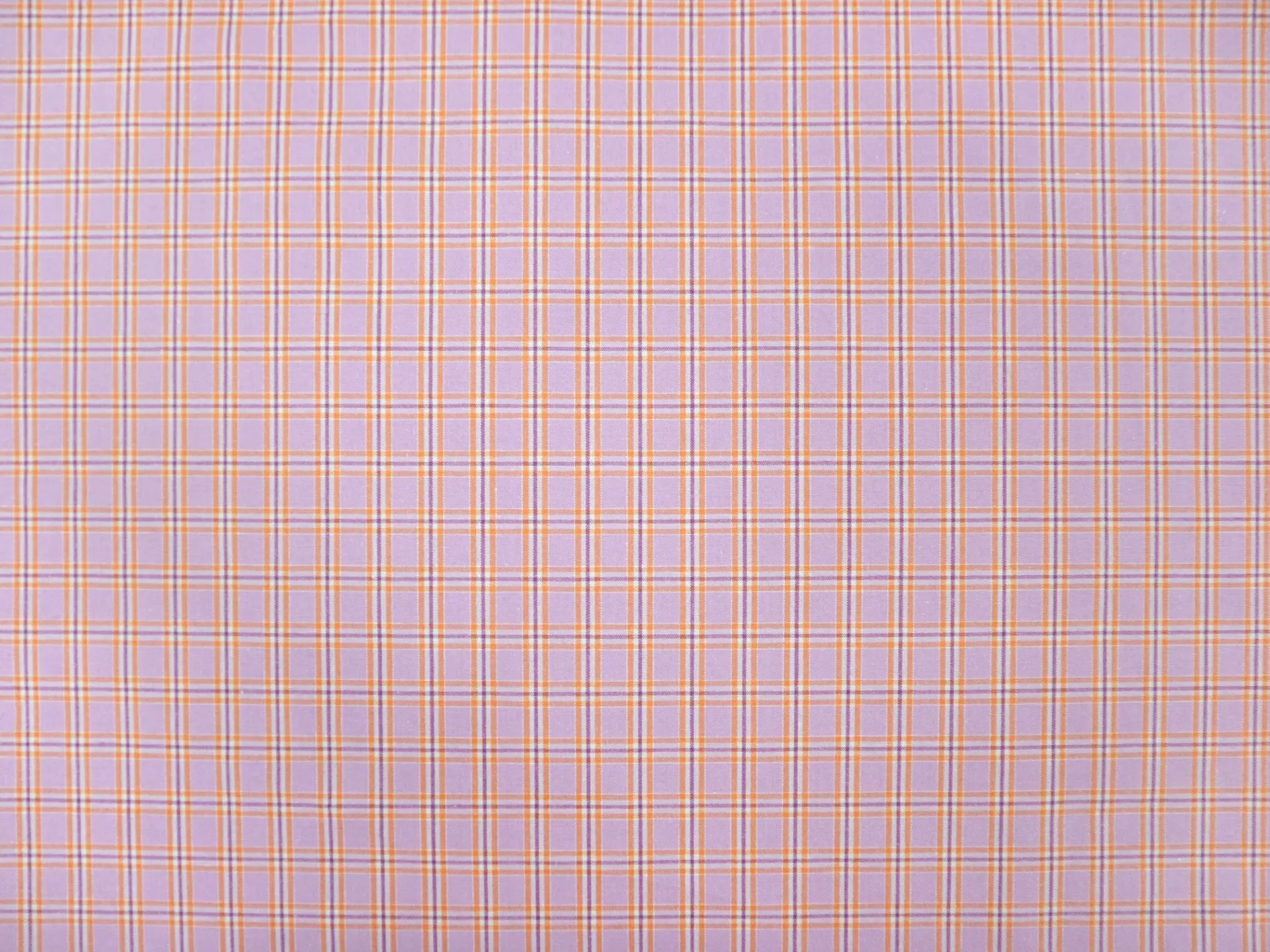 Cotton Check Shirting in Lilac & Orange
