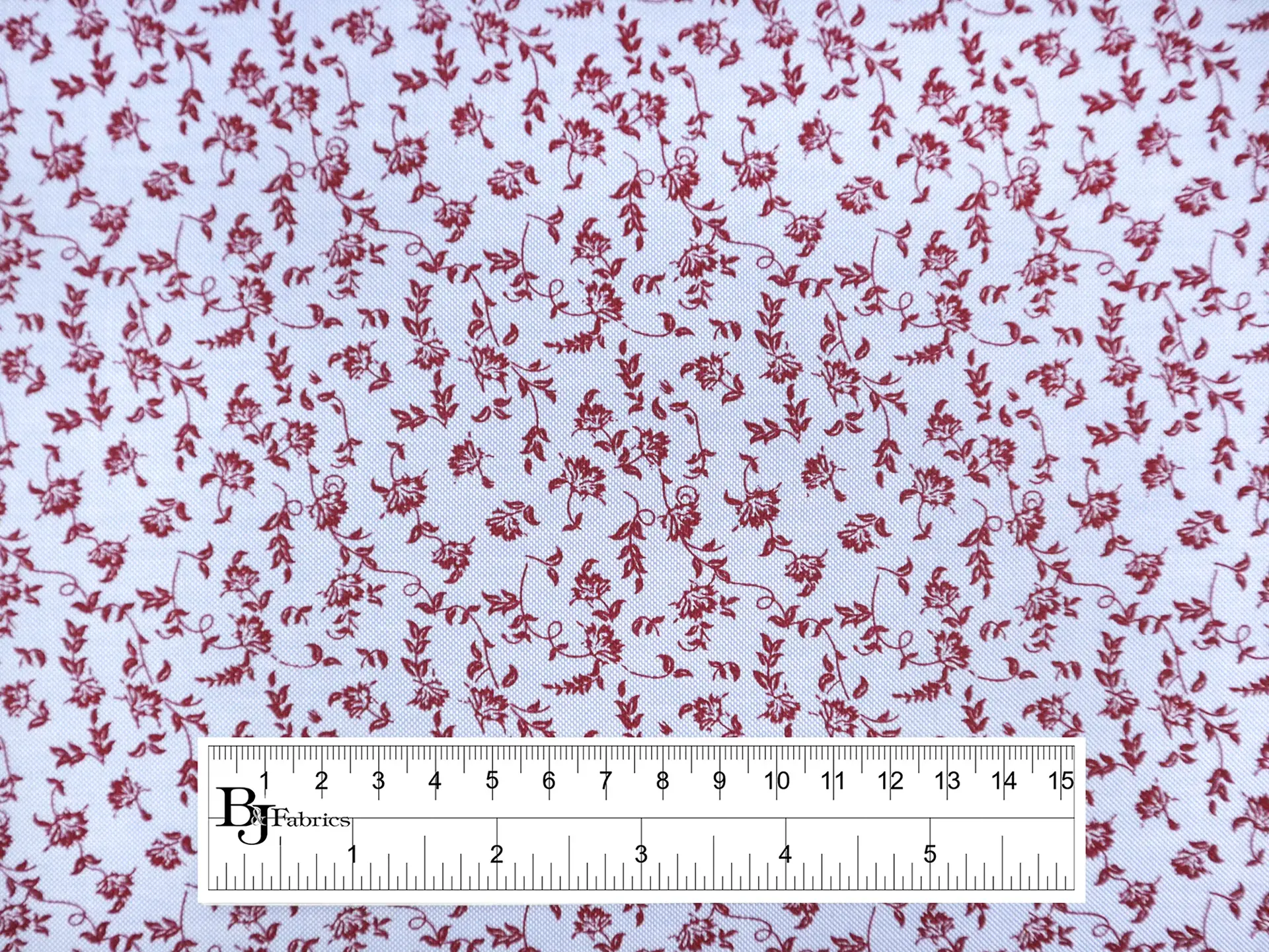 Cotton Oxford Floral Print in Wine