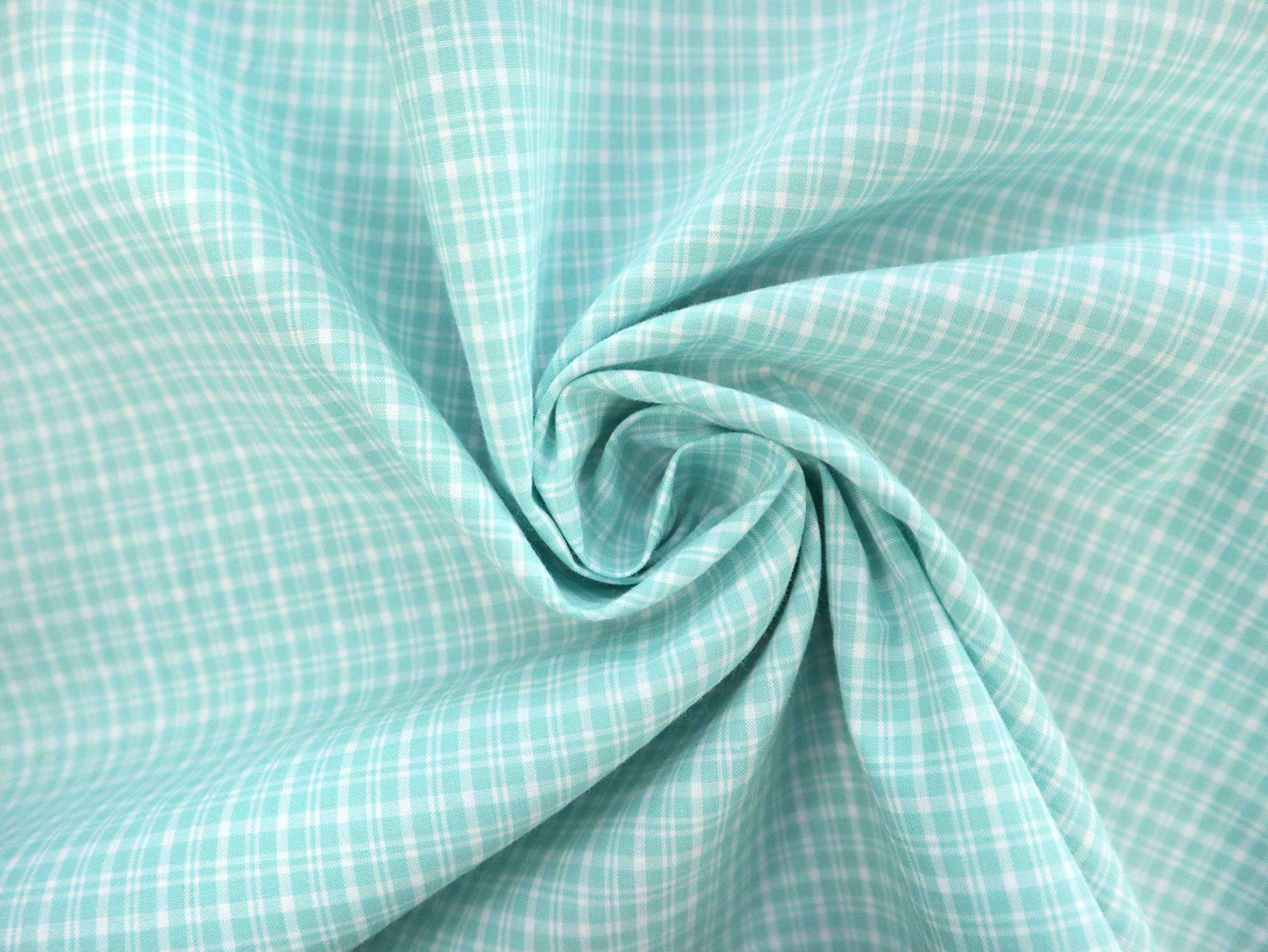 Cotton Plaid Shirting in Mint Green