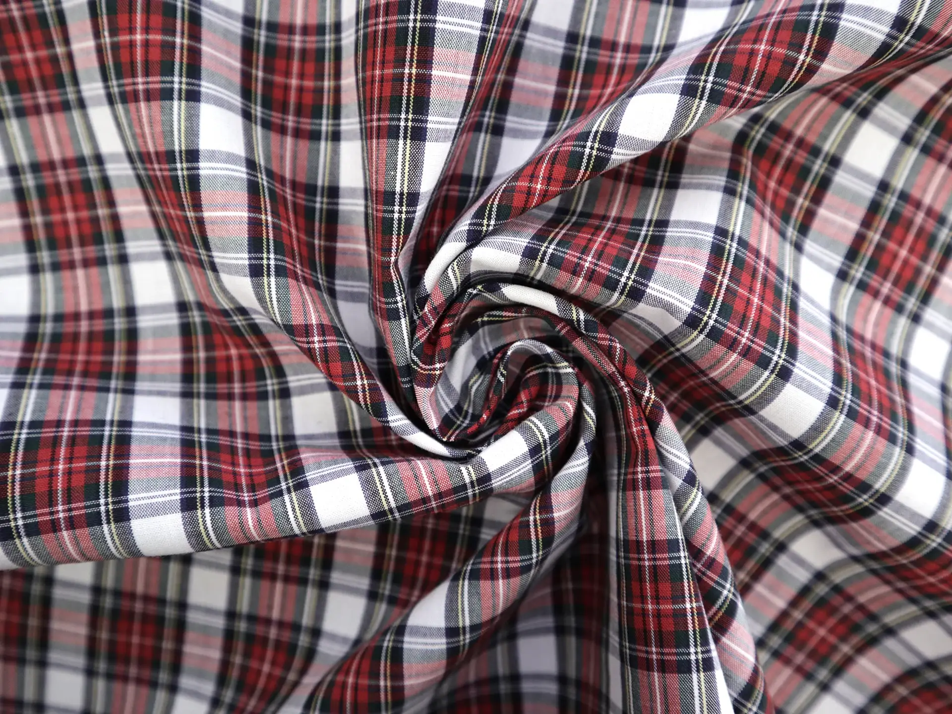 Pima Cotton Tartan Plaid in Red, Black & White