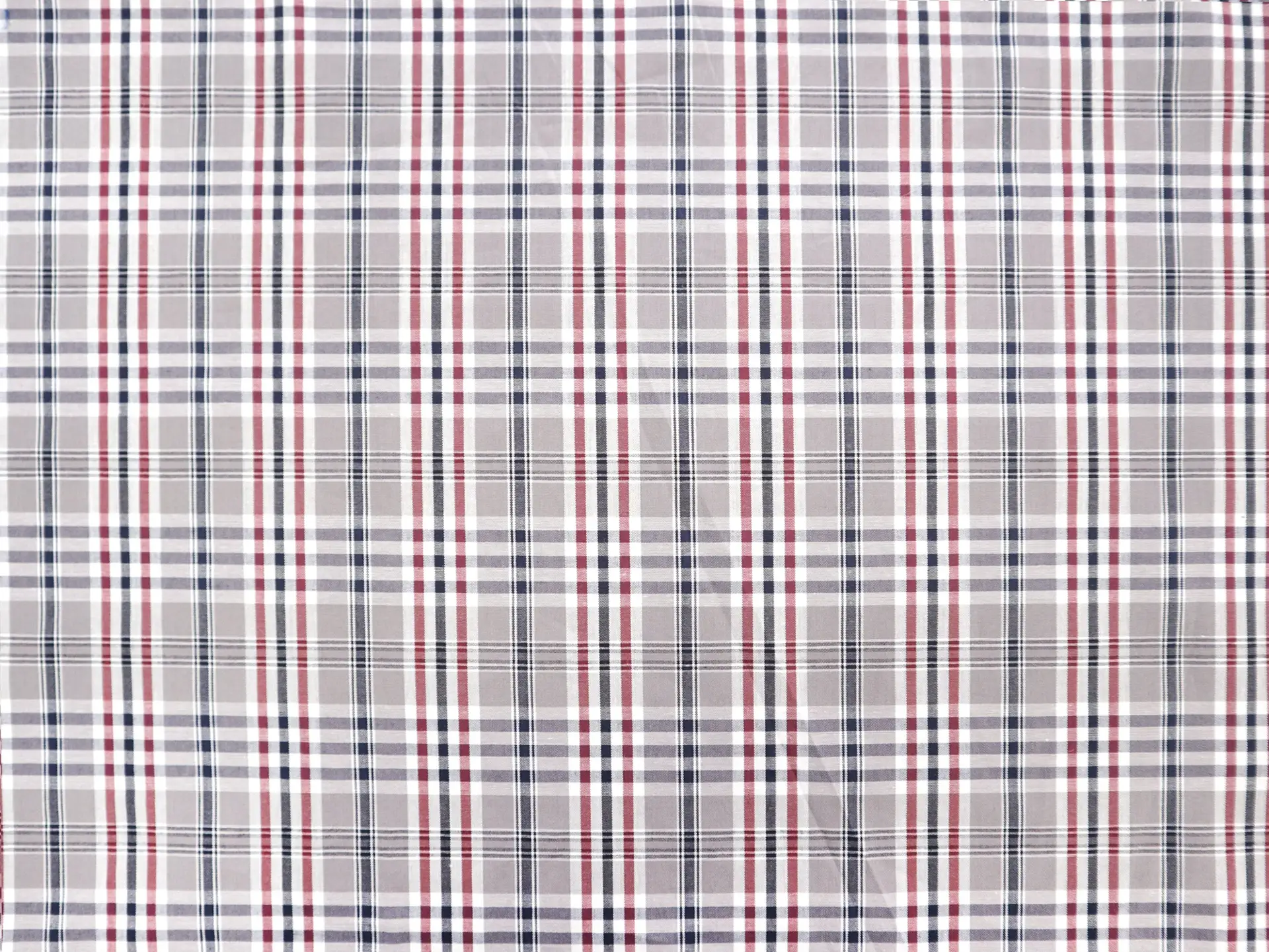 Cotton Plaid Shirting in Grey, Black and Red