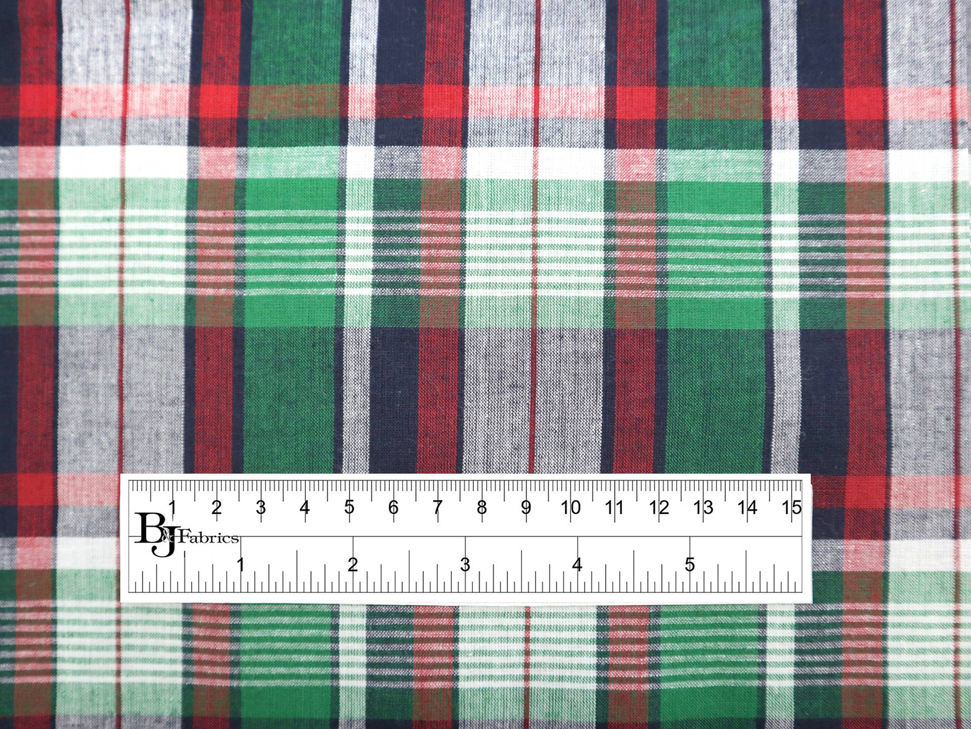 Cotton Plaid in Green, Navy & Red