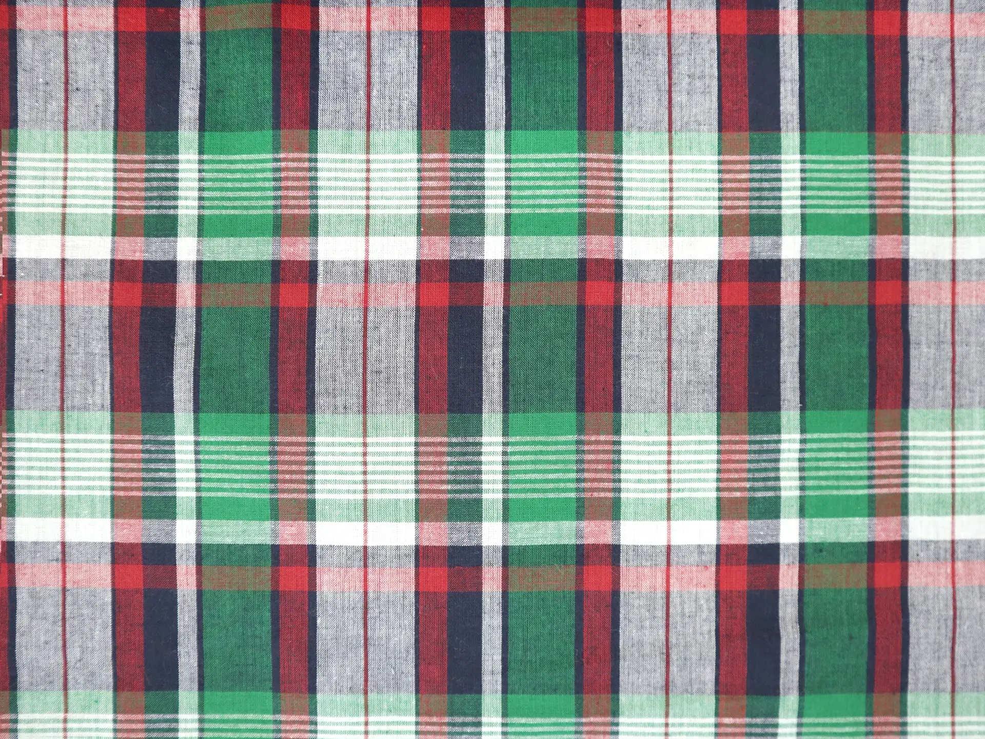 Cotton Plaid in Green, Navy & Red