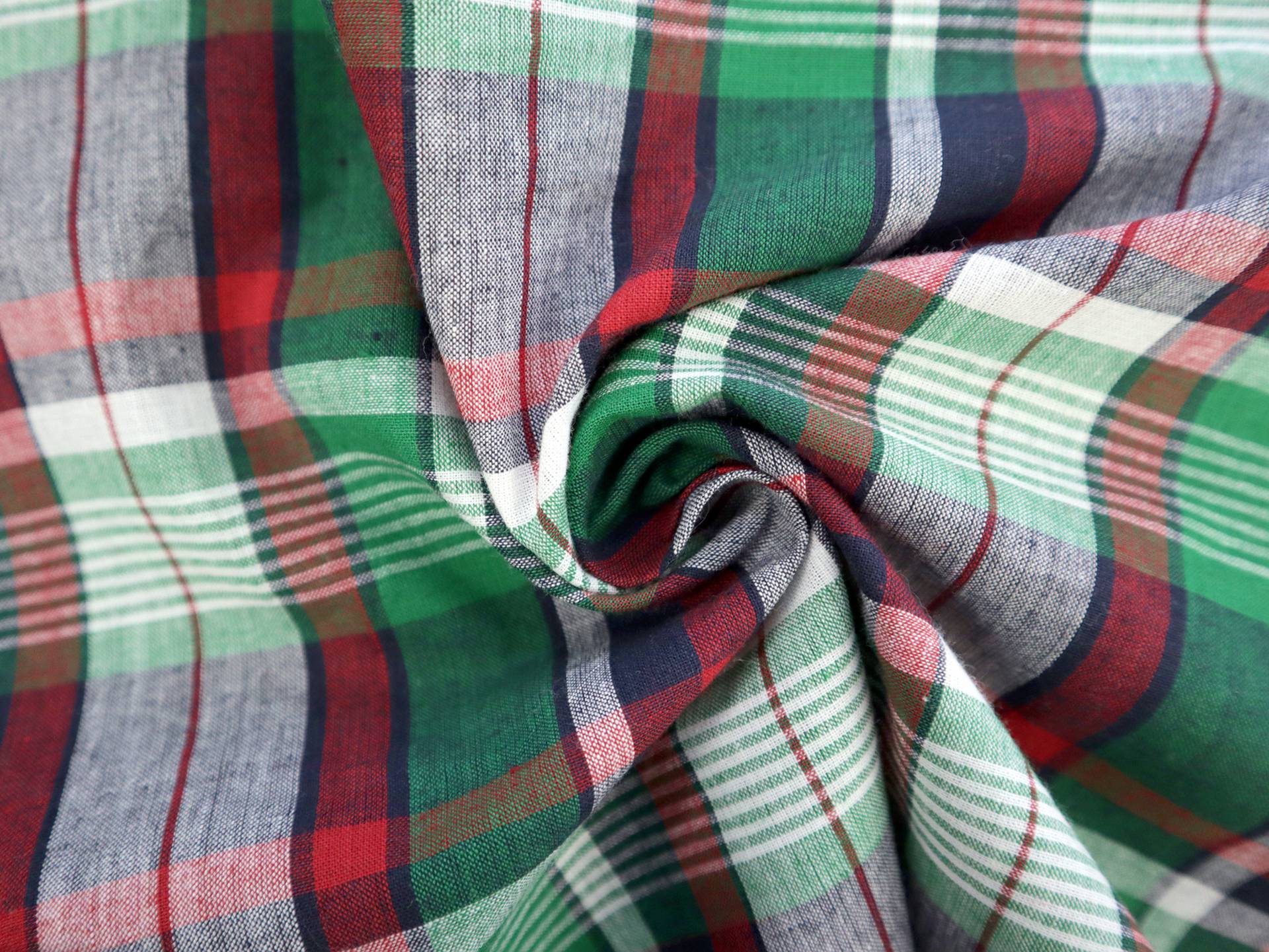 Cotton Plaid in Green, Navy & Red