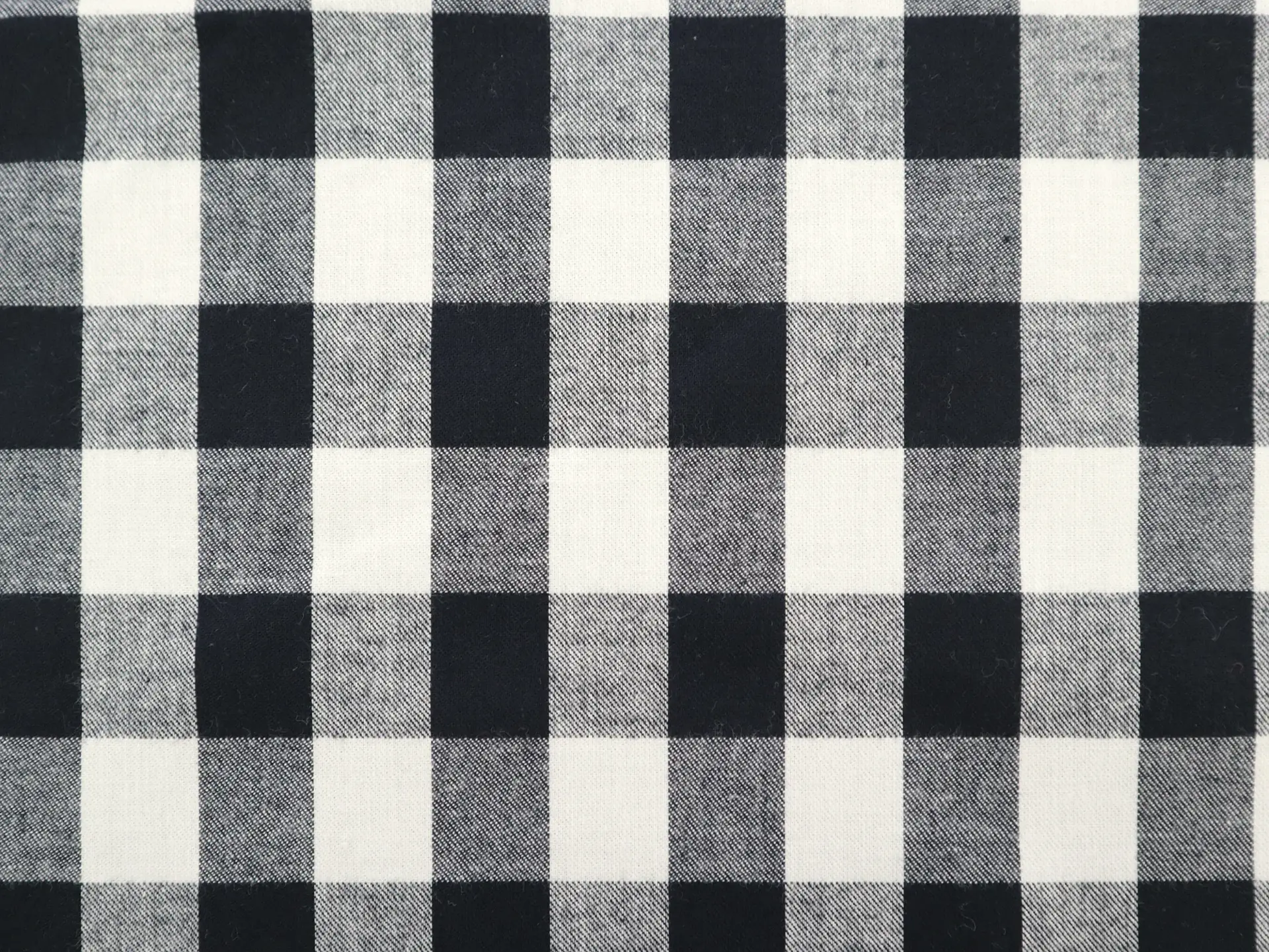 Cotton Buffalo Check Flannel in Black Off White