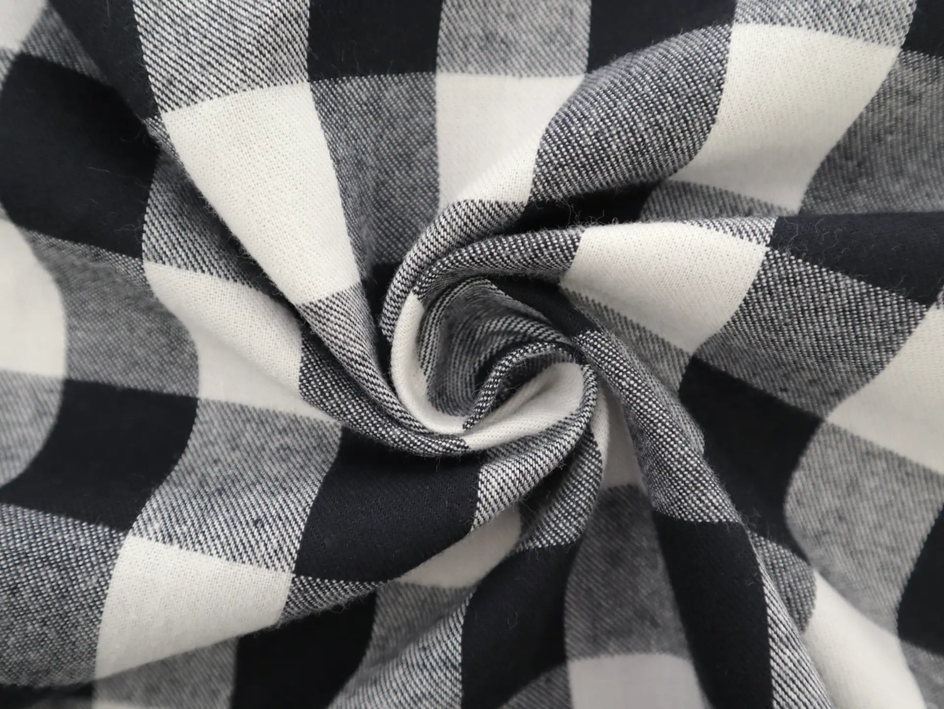 Cotton Buffalo Check Flannel in Black Off White