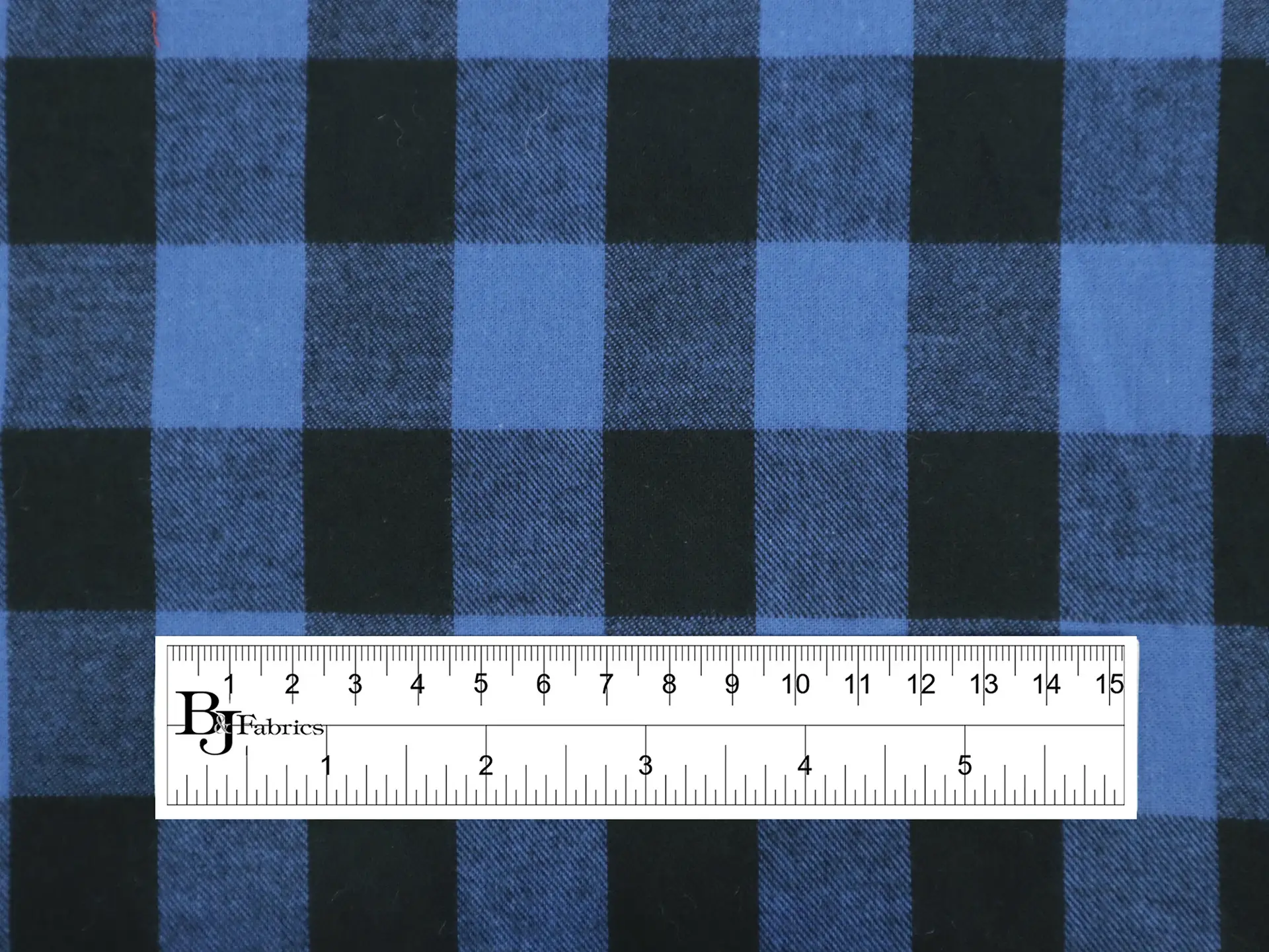 Cotton Flannel Buffalo Check in Cobalt Black