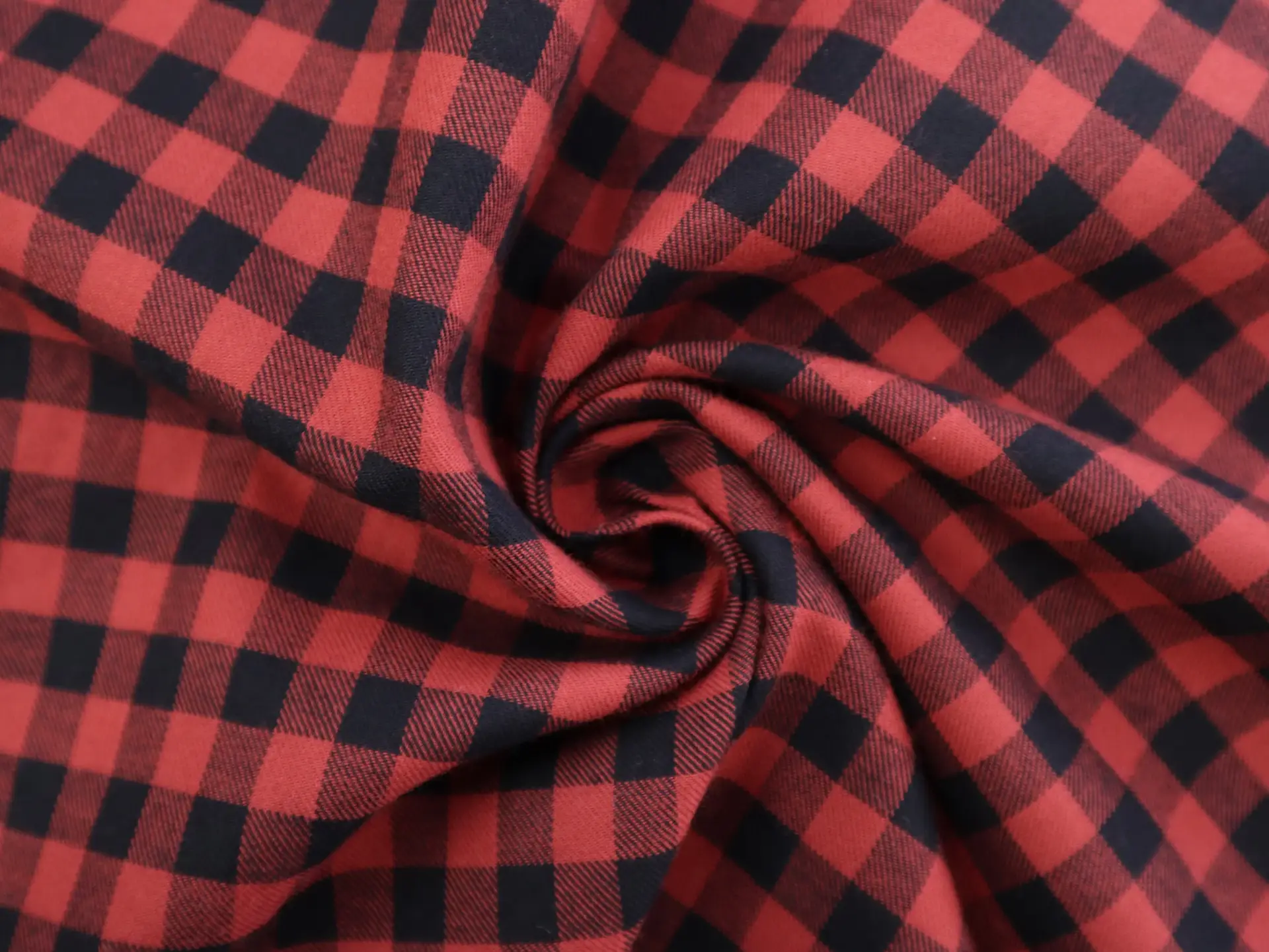 Cotton Flannel Check in Crimson Black