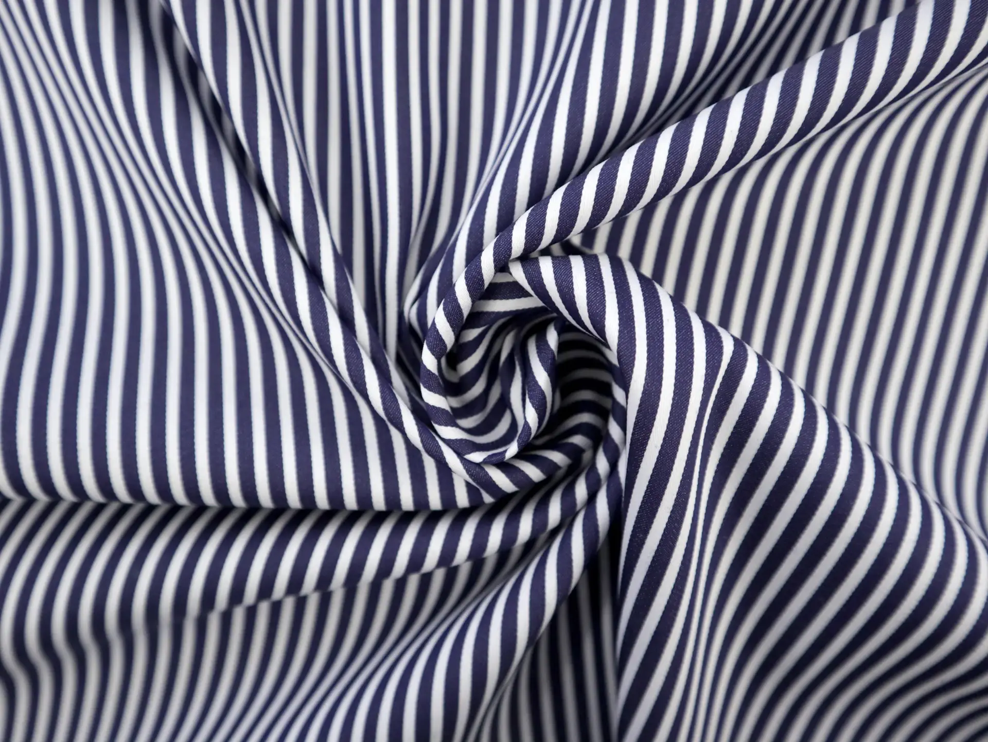 Stretch Cotton Sateen Stripe in Navy