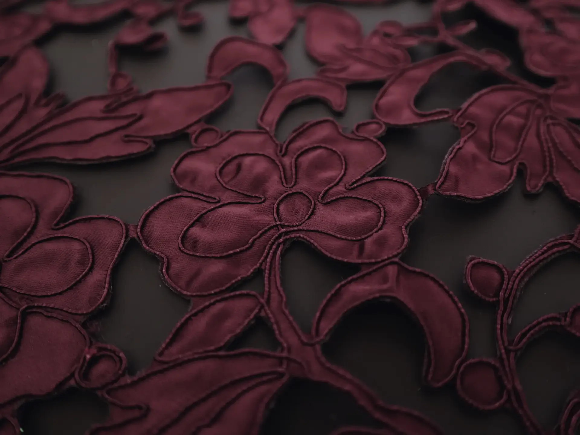 Laser Cut Corded Satin with Floral Pattern