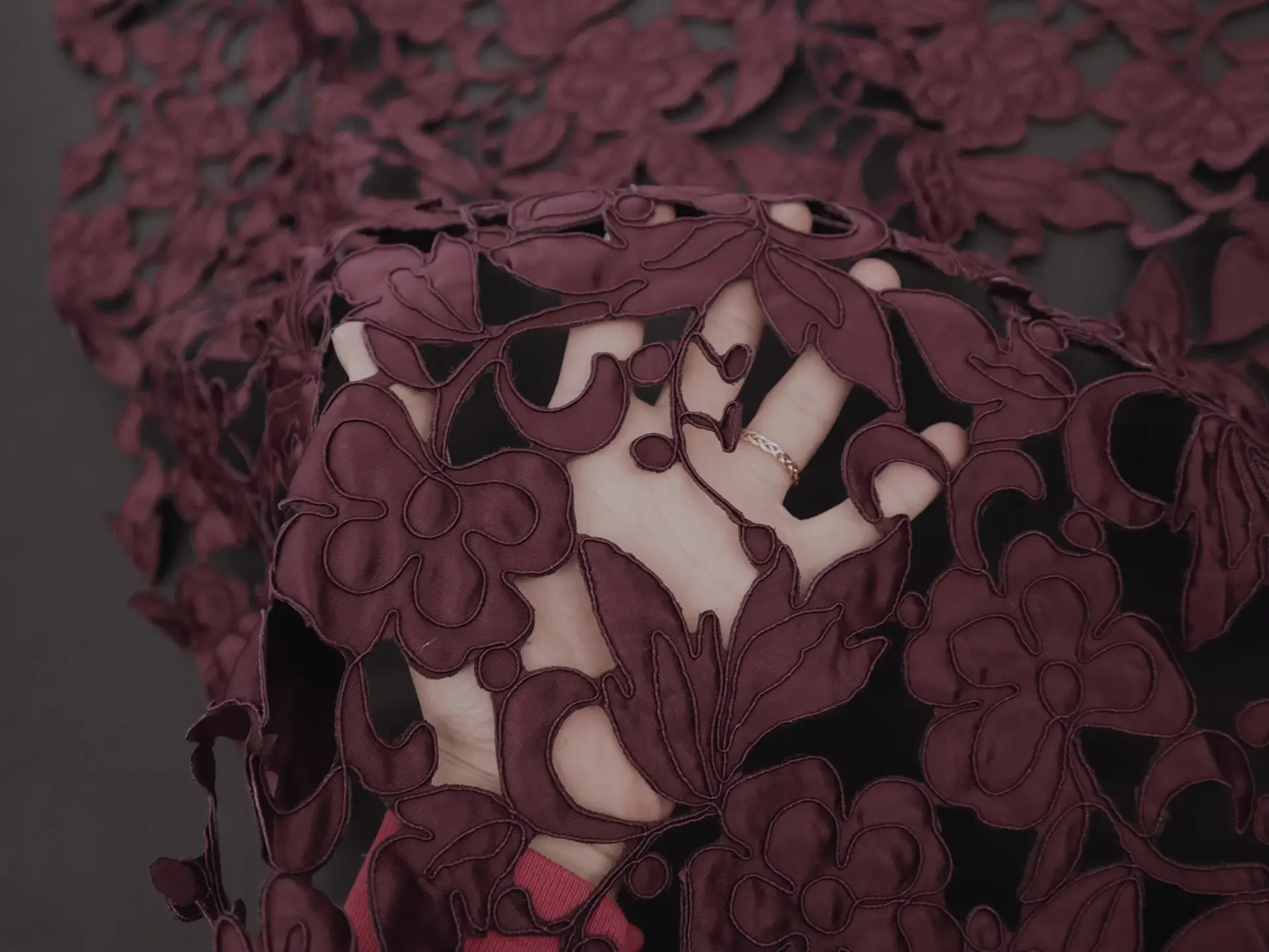 Laser Cut Corded Satin with Floral Pattern