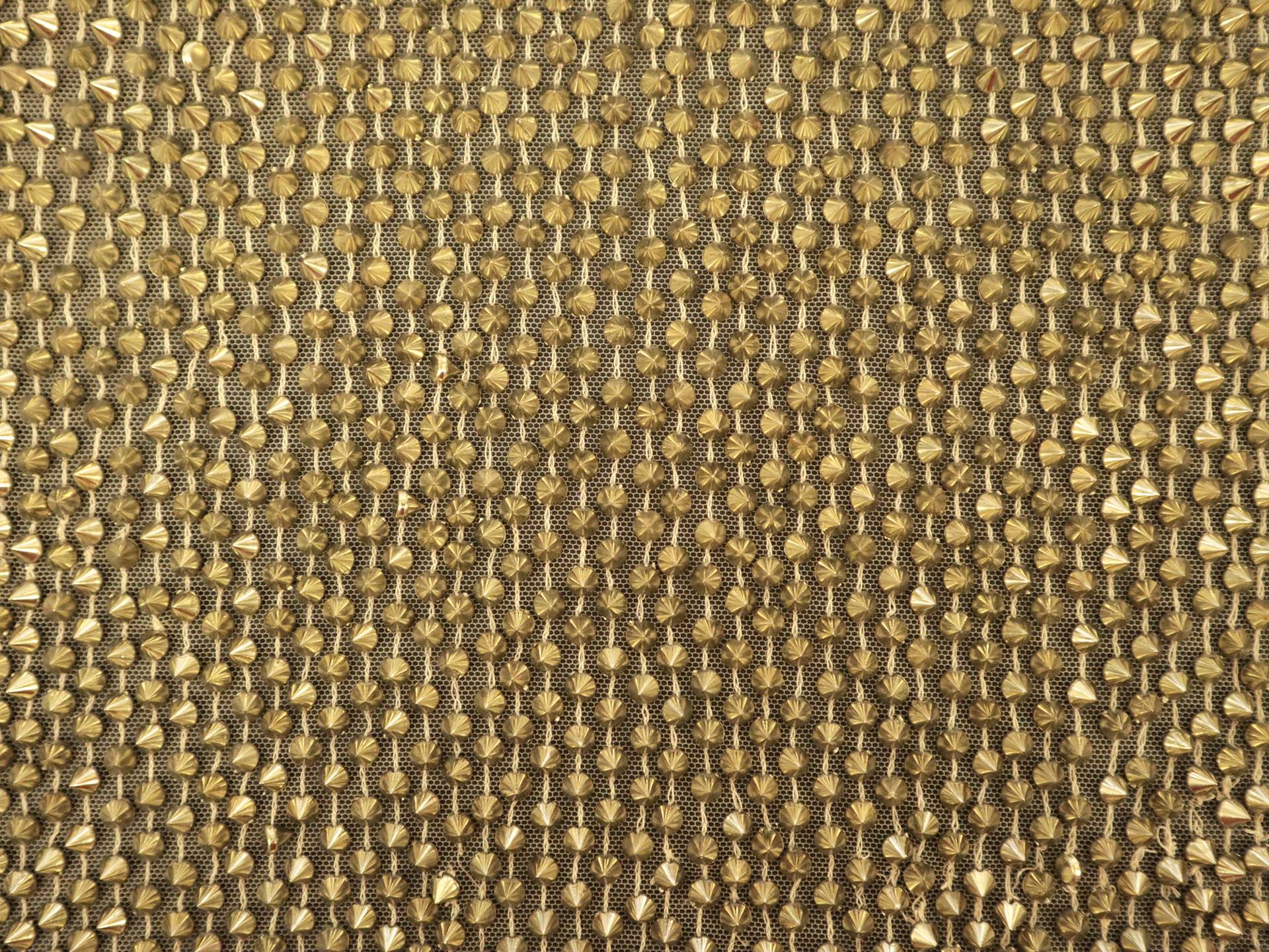 Novelty Beaded Tulle with Spikes in Gold