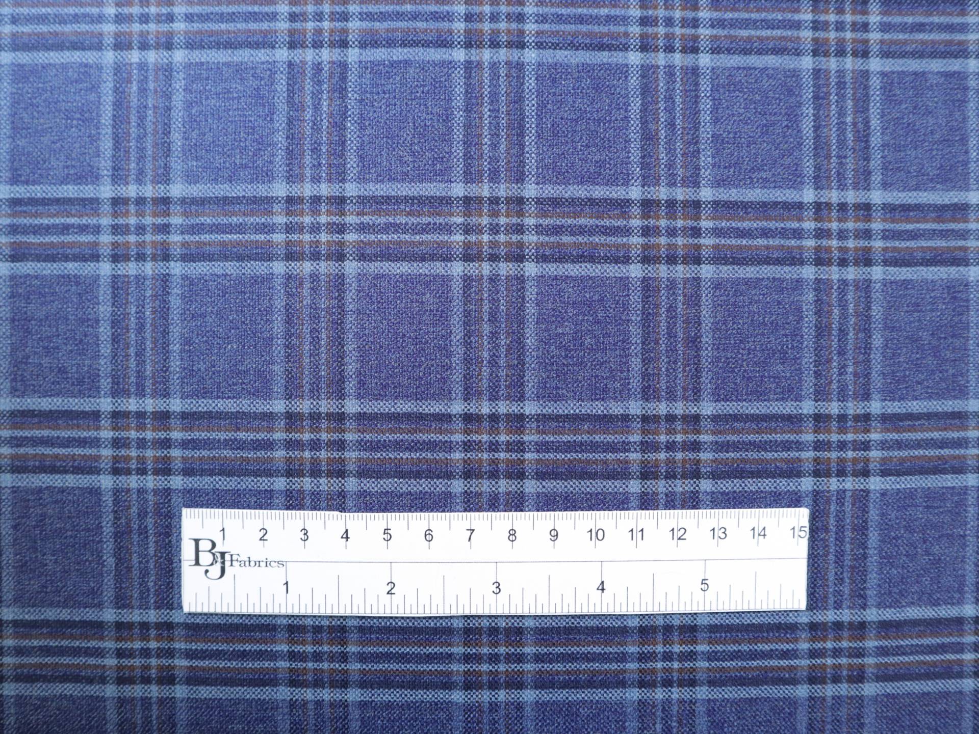 Italian Virgin Wool Tartan Plaid Suiting in Blue