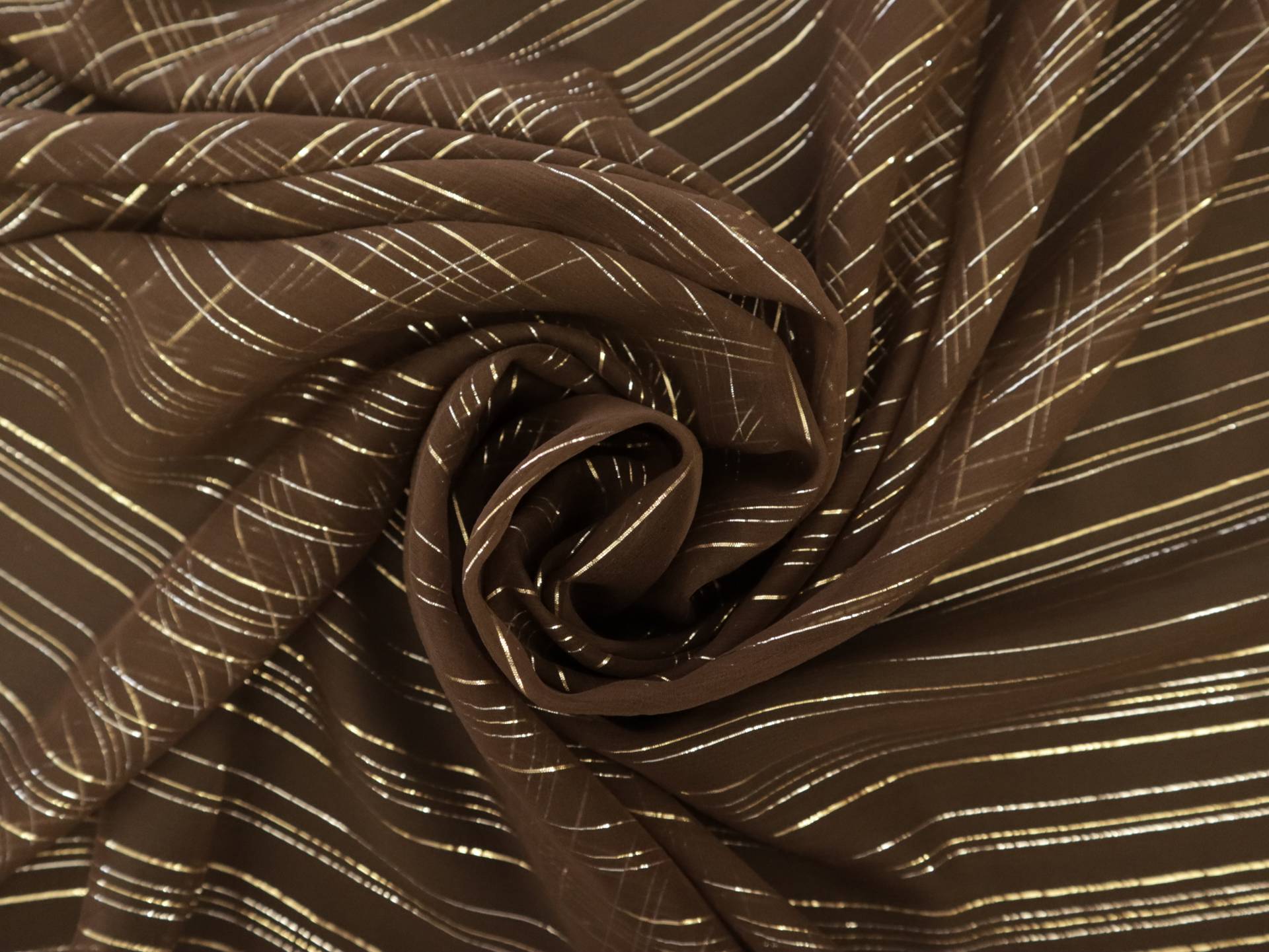 Silk Chiffon Lamé in Brown, Gold & Silver