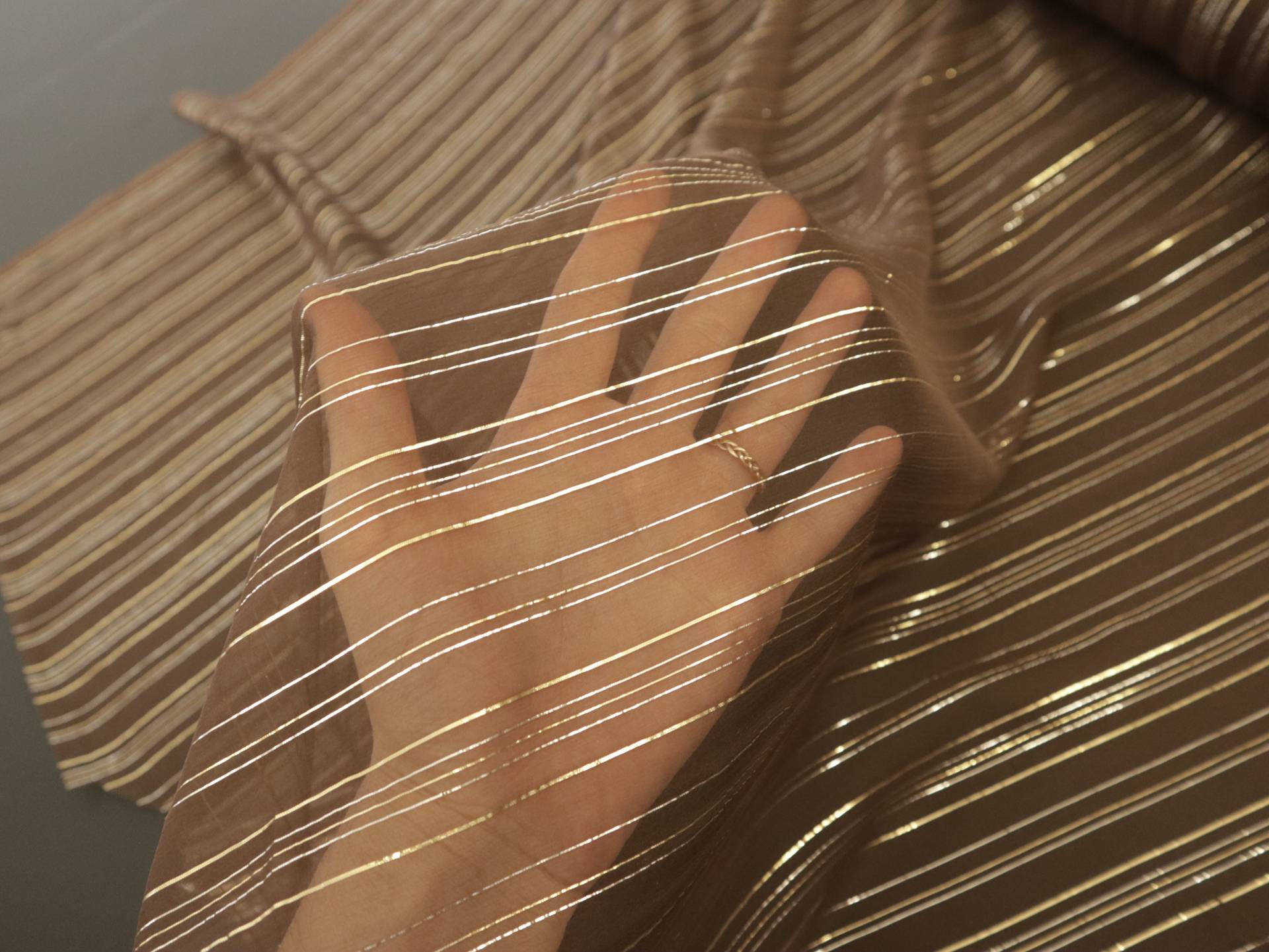 Silk Chiffon Lamé in Brown, Gold & Silver