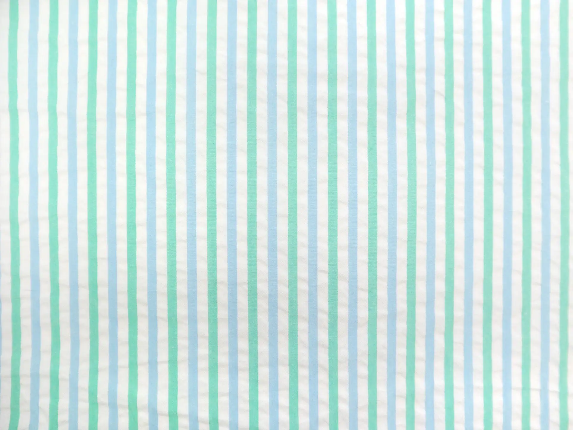 Cotton Seersucker in Blue Ivory and Mint