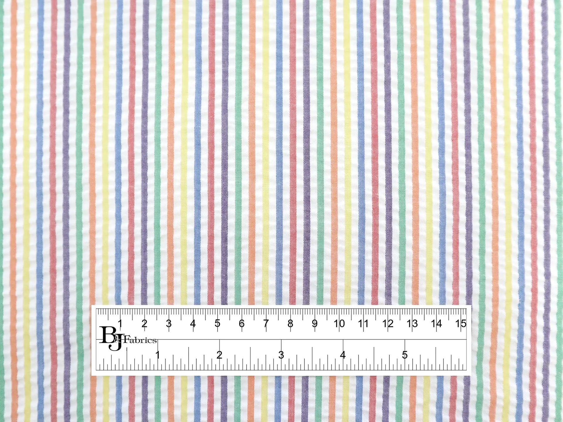 Poly Cotton Seersucker Stripe in Multi