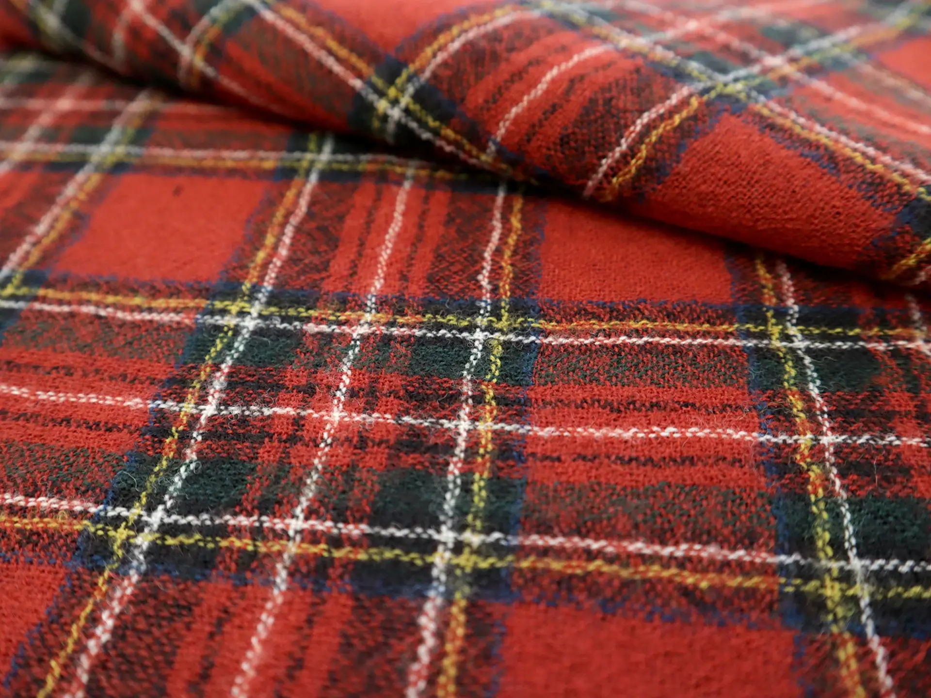 Japanese Wool Stewart Plaid Gauze in Crimson