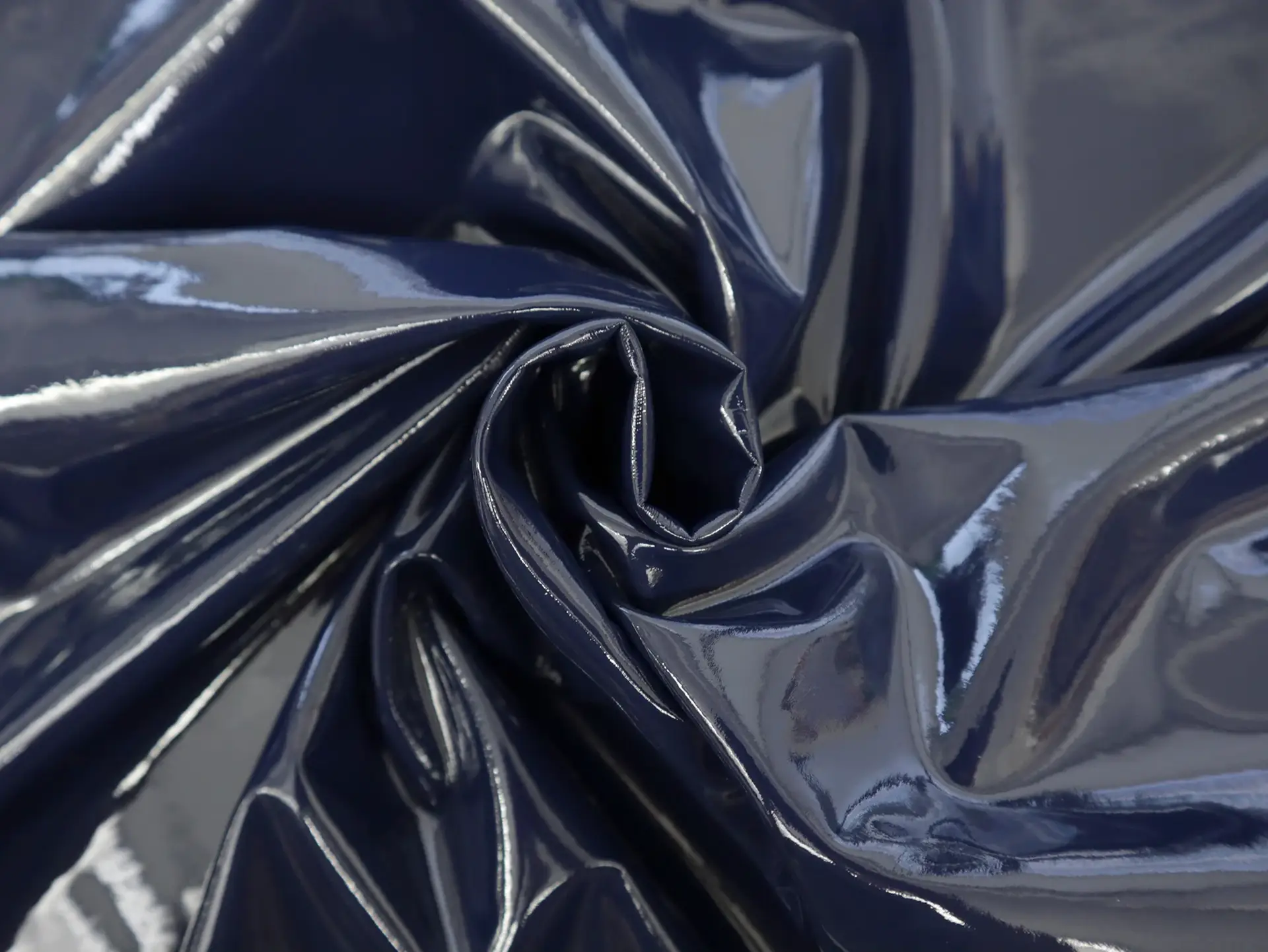 Fleece Knit Backed Wet Look Vinyl in Marine