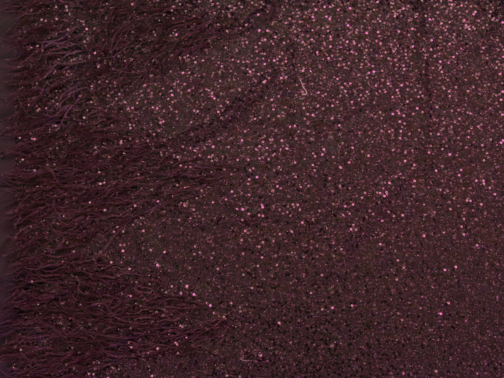 Feathers on Beaded Tulle in Plum