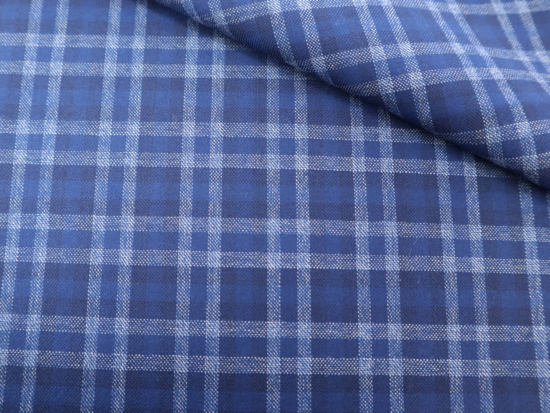 Italian Super 150s Wool Plaid Suiting in Blue