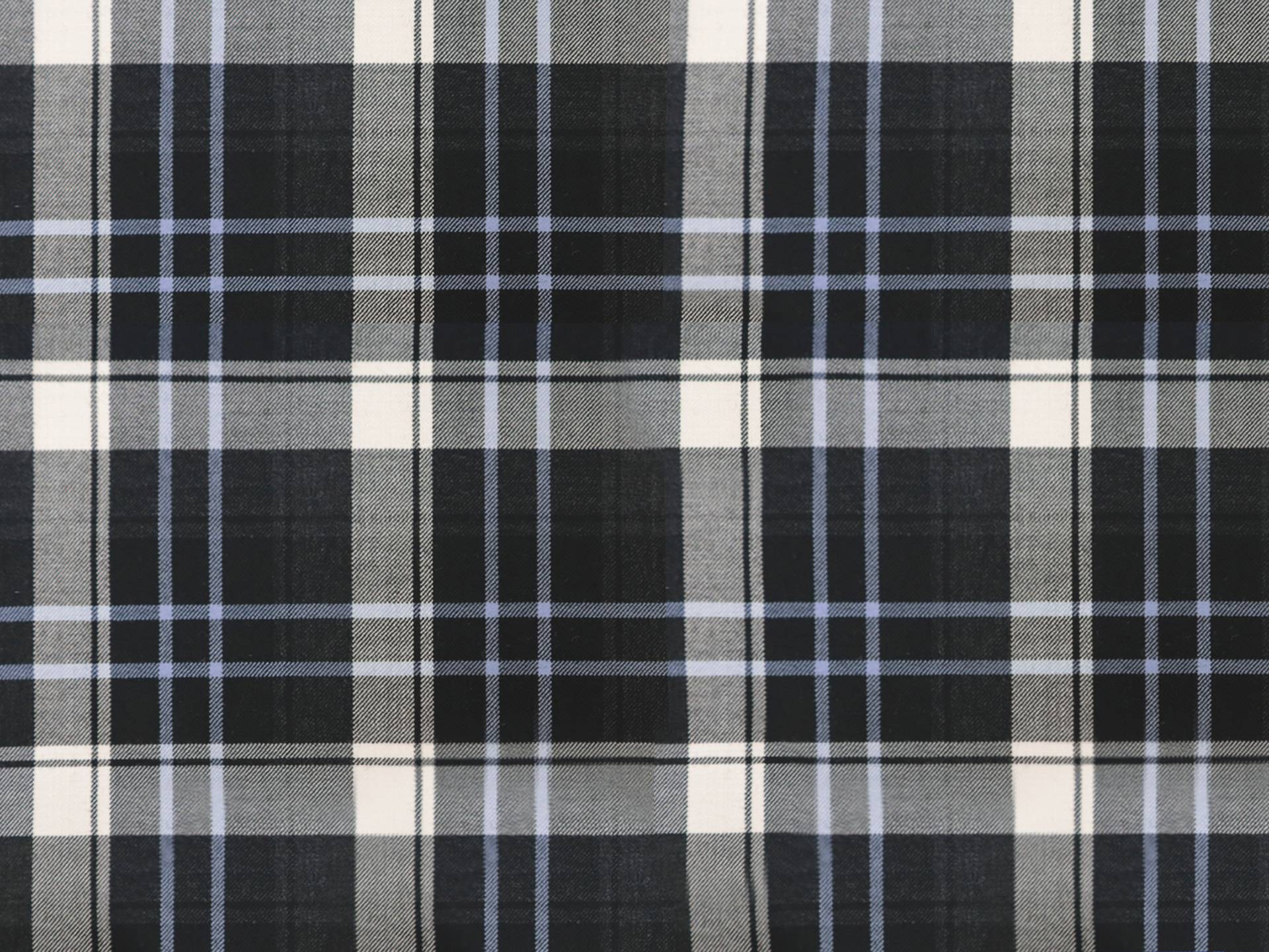 Italian Super 150's Wool Plaid Suiting in Charcoal Powder Blue