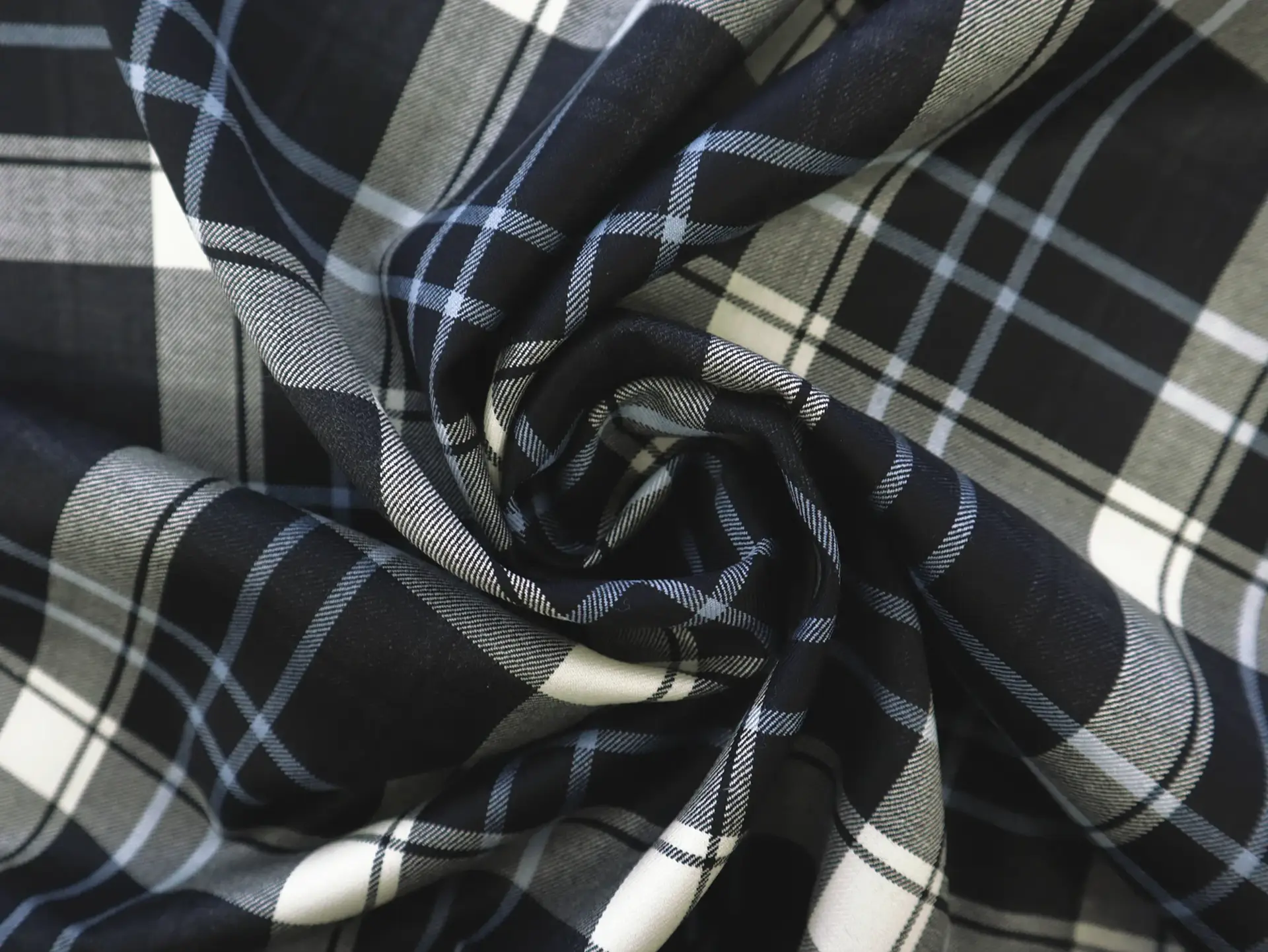 Italian Super 150's Wool Plaid Suiting in Charcoal Powder Blue