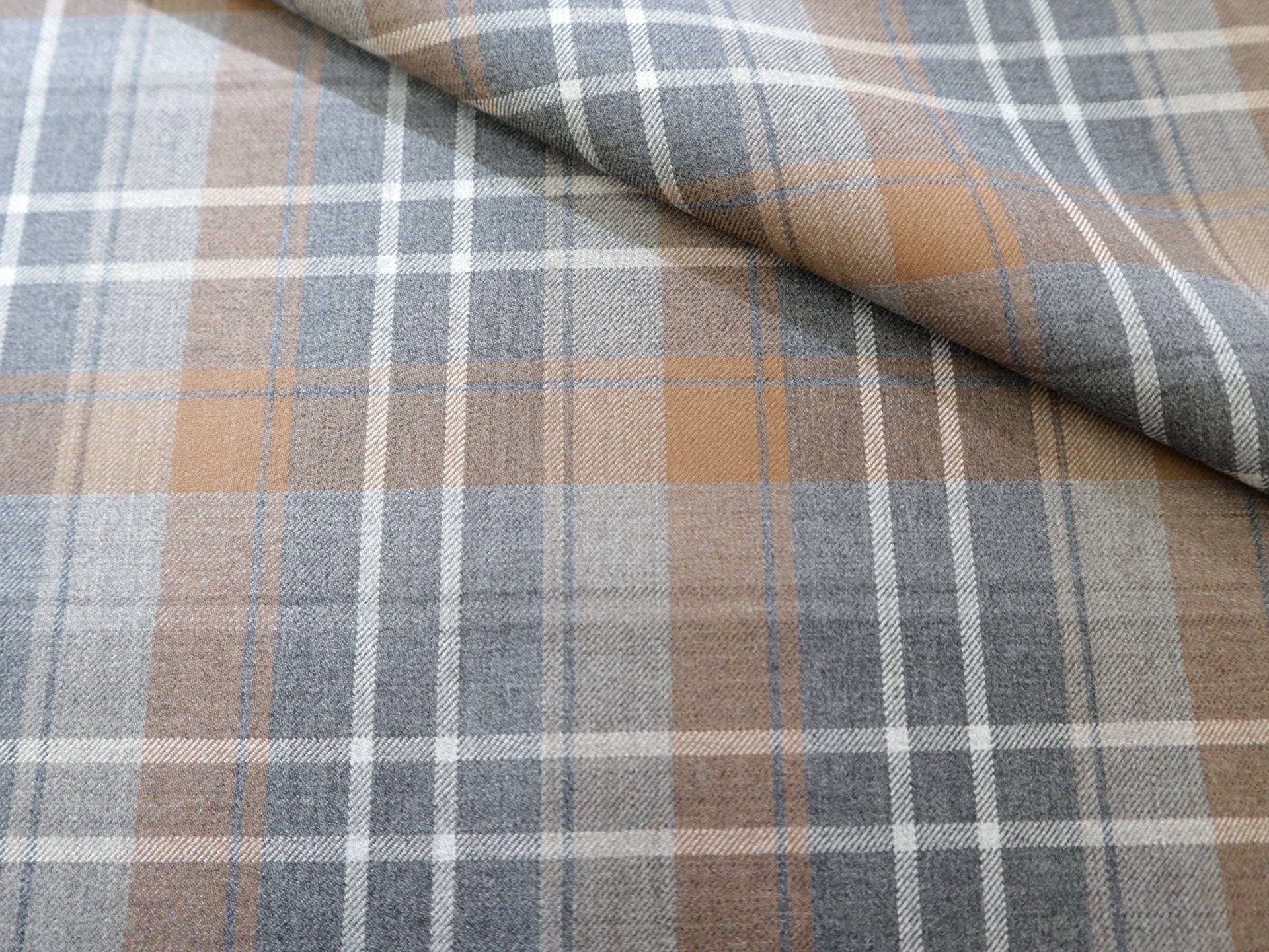 Wool Super 150s Plaid in Copper & Grey