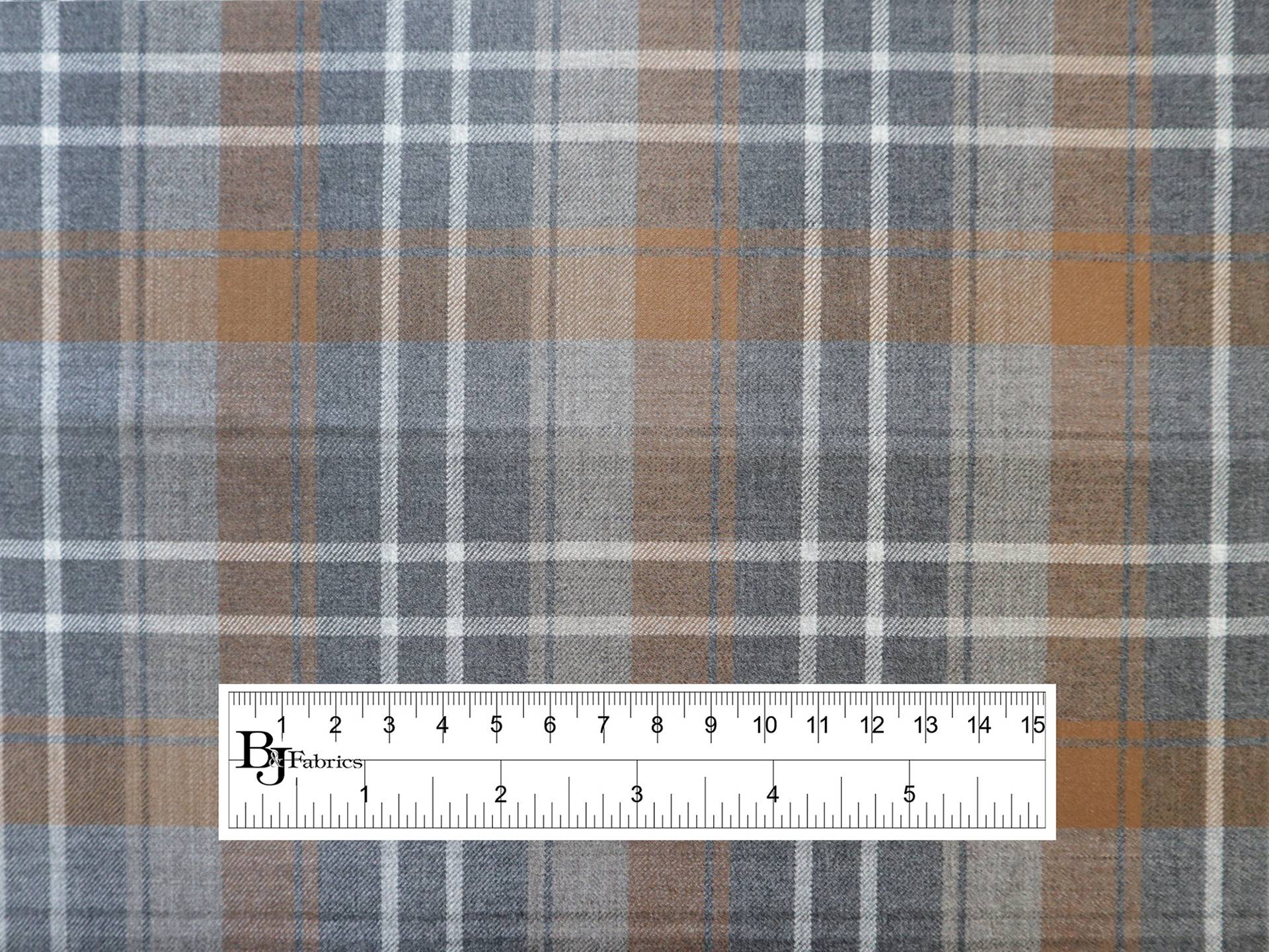 Wool Super 150s Plaid in Copper & Grey