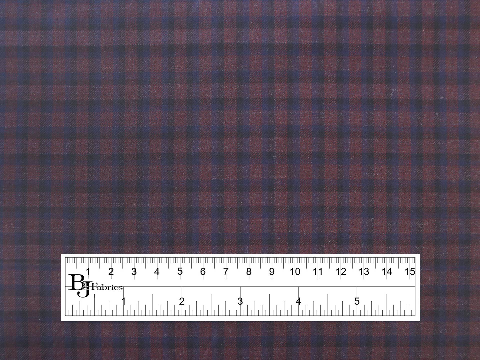 Wool Check Suiting in Navy & Wine