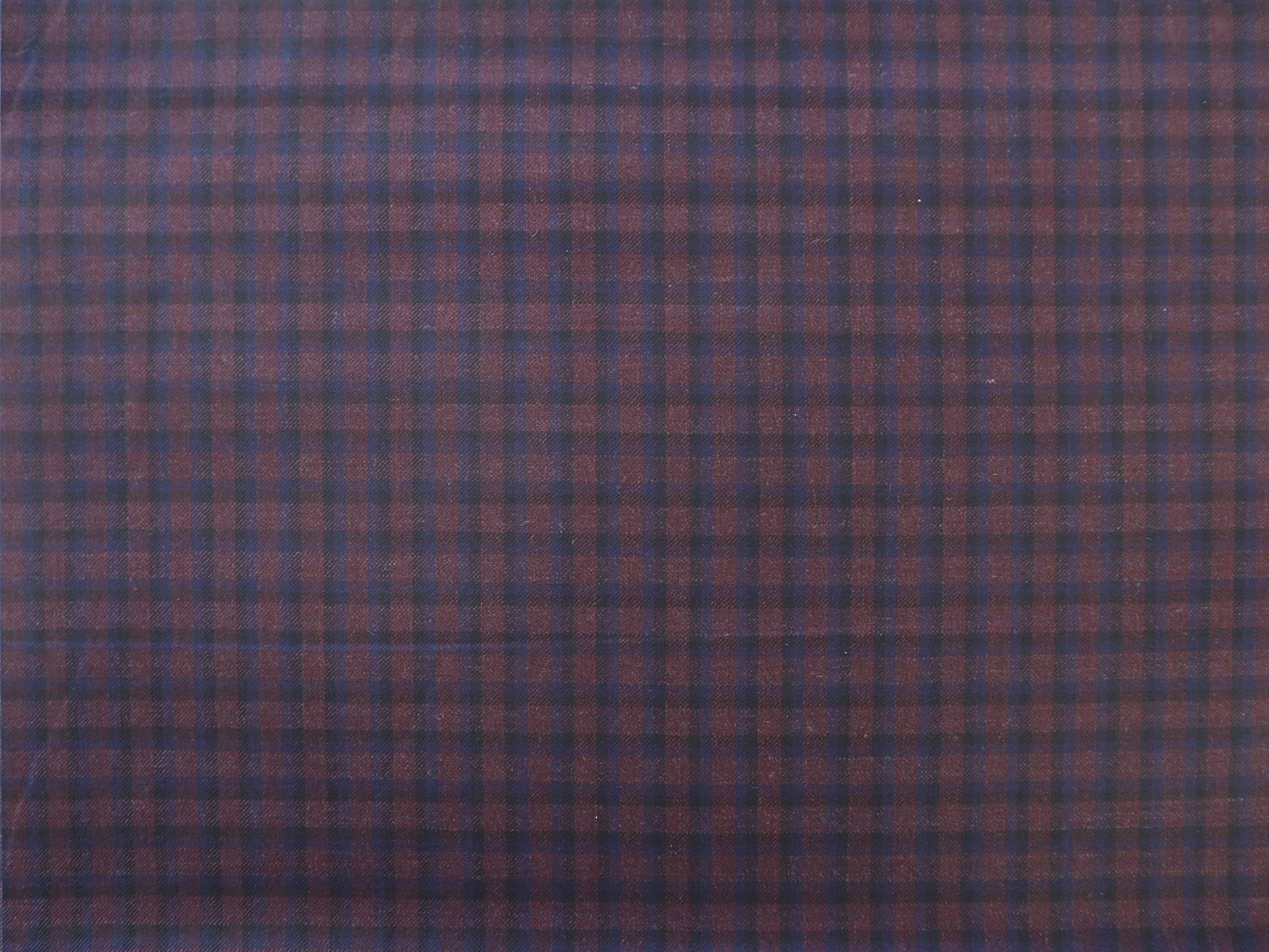 Wool Check Suiting in Navy & Wine